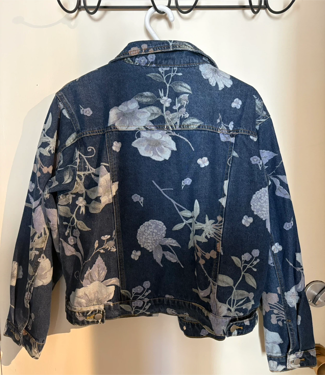 Denim Jacket with Floral Print - photo 3