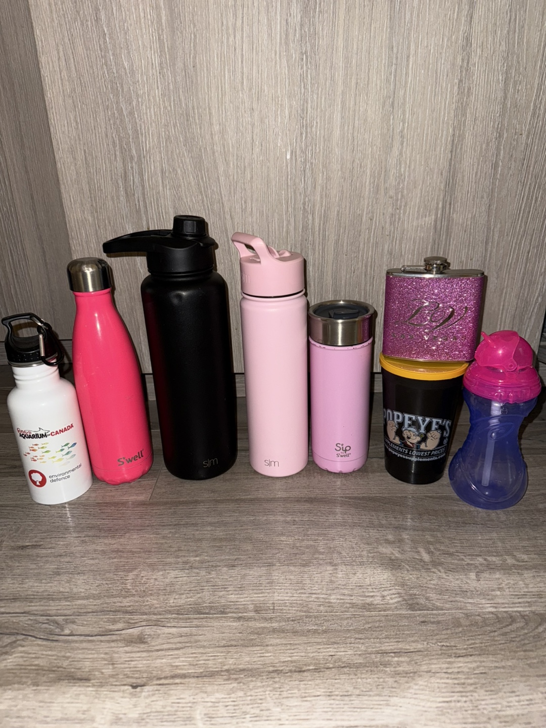 Assorted Reusable Water Bottles and Tumbler
