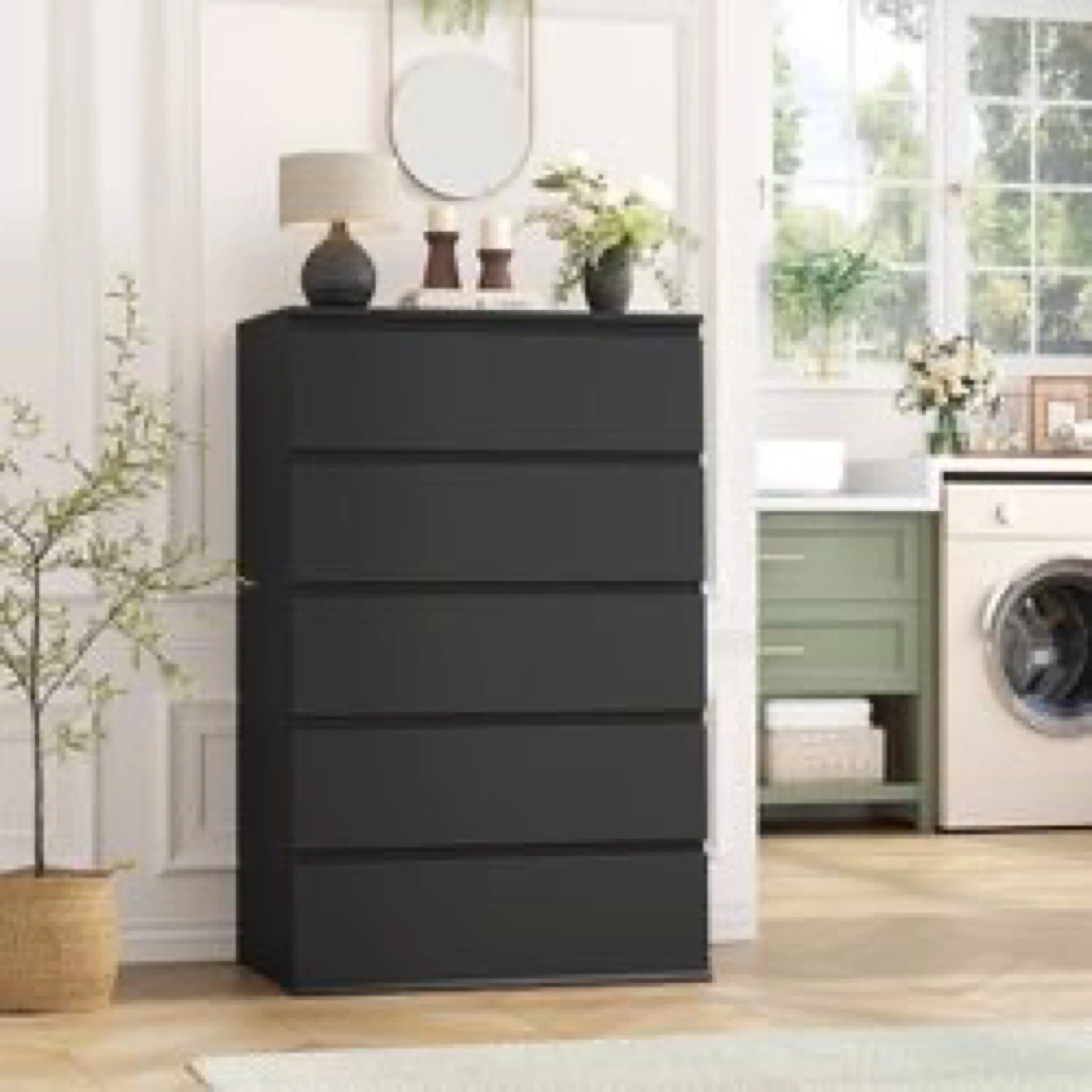 Black 5-Drawer Dresser Chest