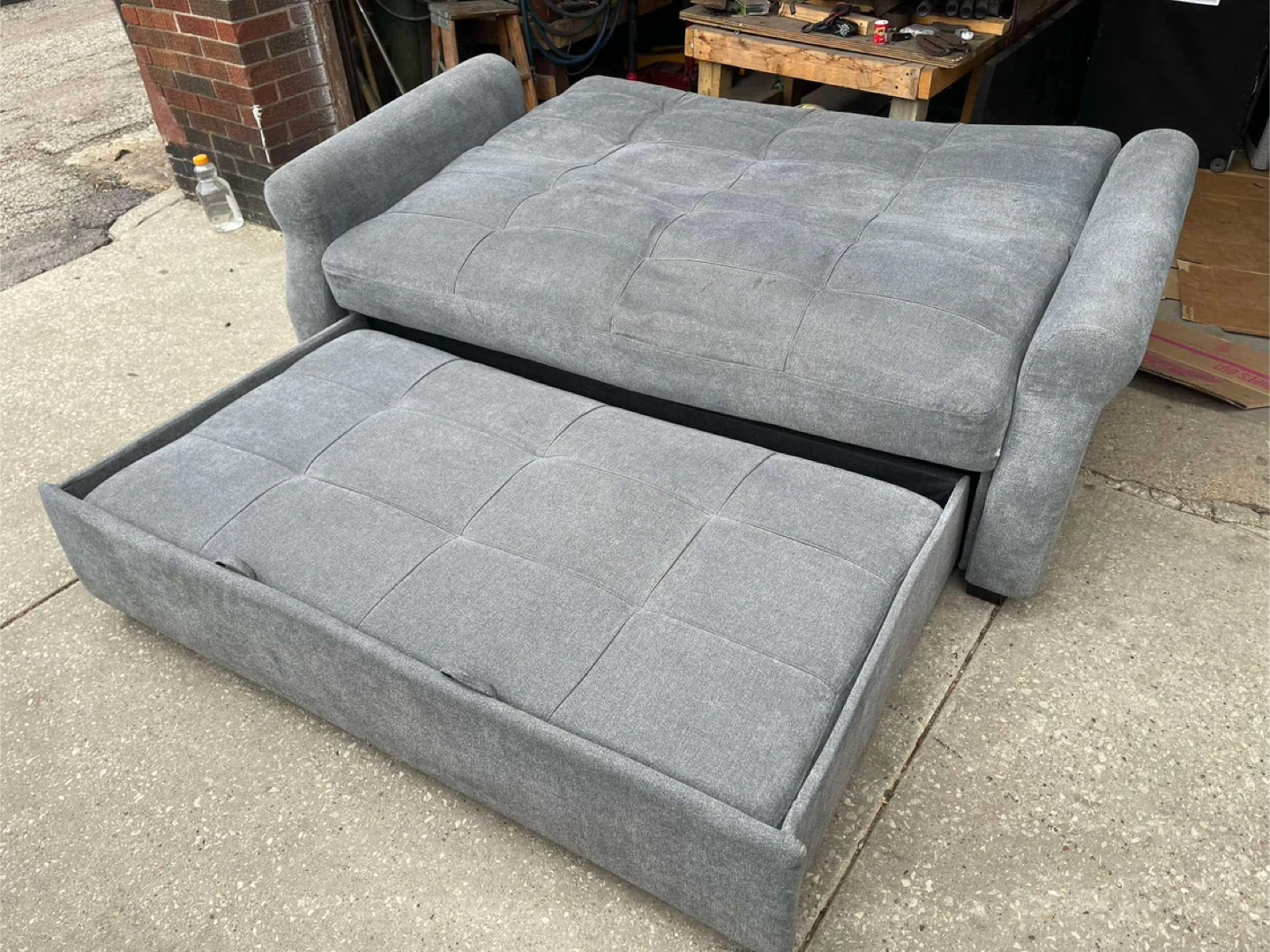 Gray Pull-Out Sofa Bed