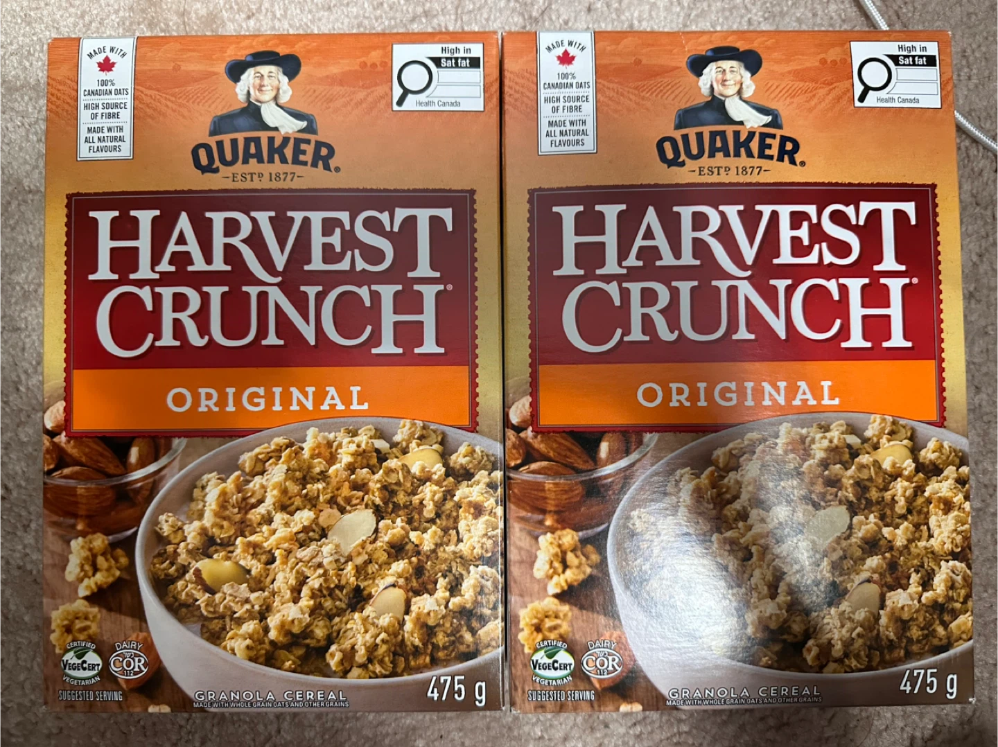 Quaker Harvest Crunch Original Granola Cereal (2 x 475g)
