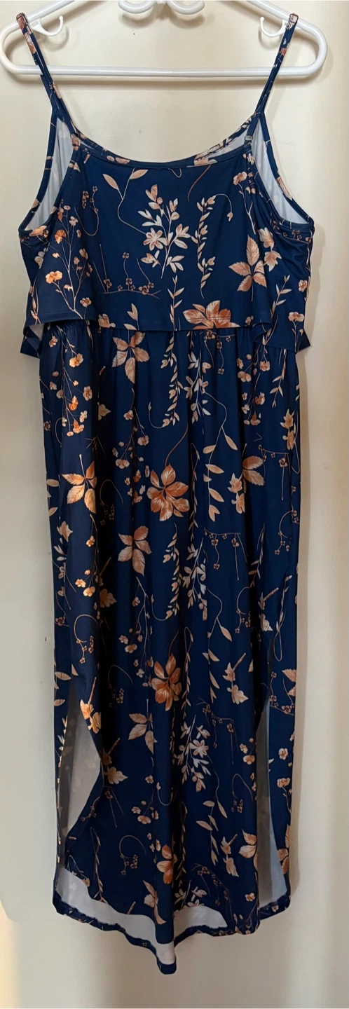 Blue Floral Maxi Dress with Slits - photo 4