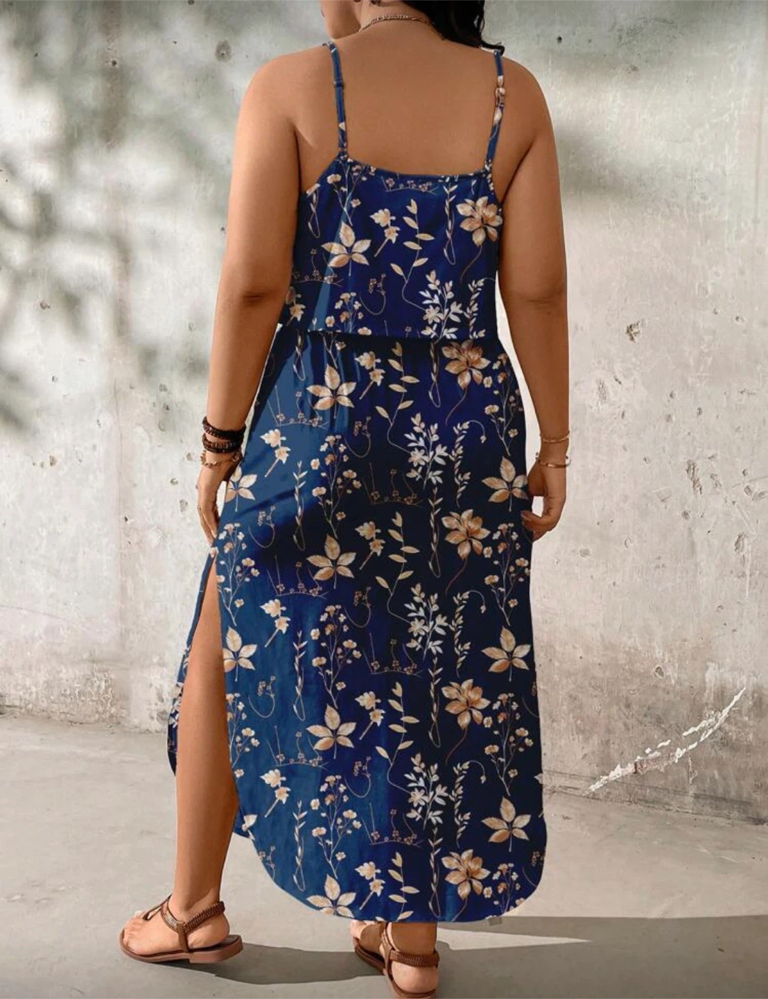 Blue Floral Maxi Dress with Slits - photo 2