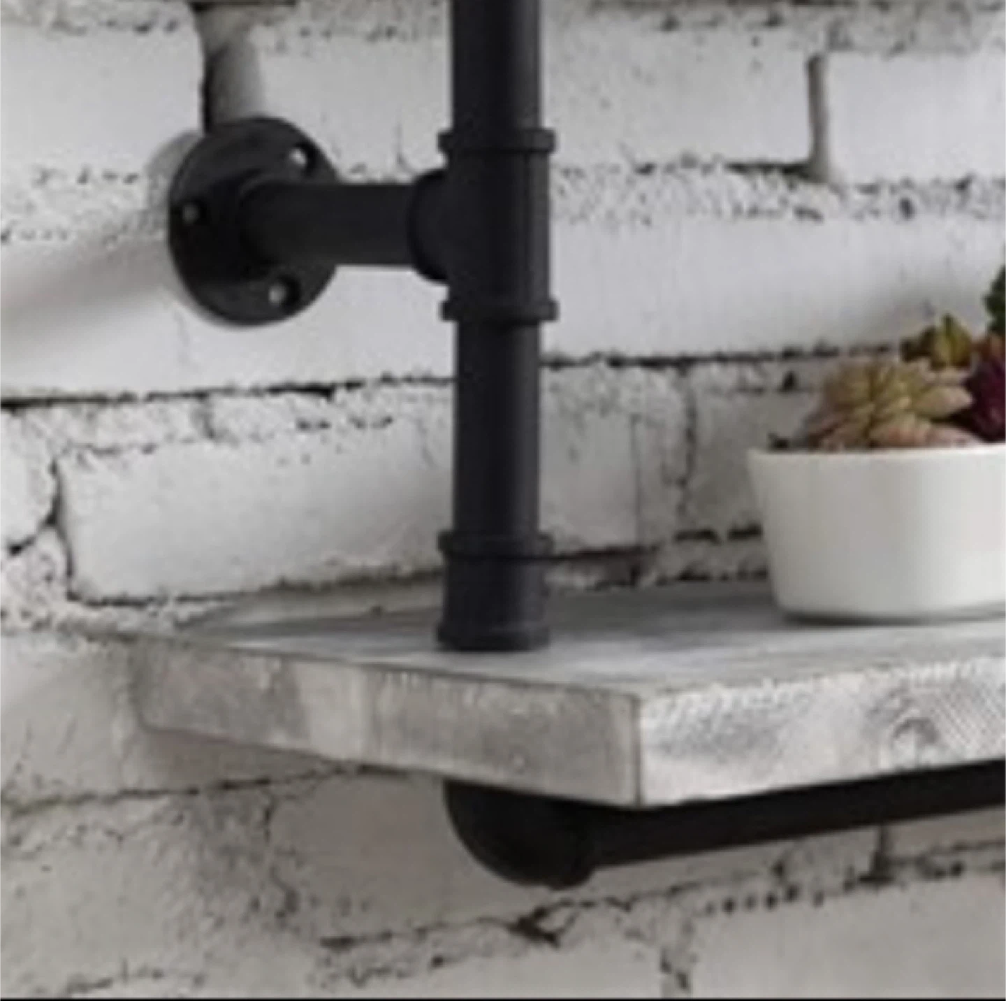 NEW-33.5 Inch Wall-Mounted Industrial Pipe Wood Shelves - photo 4