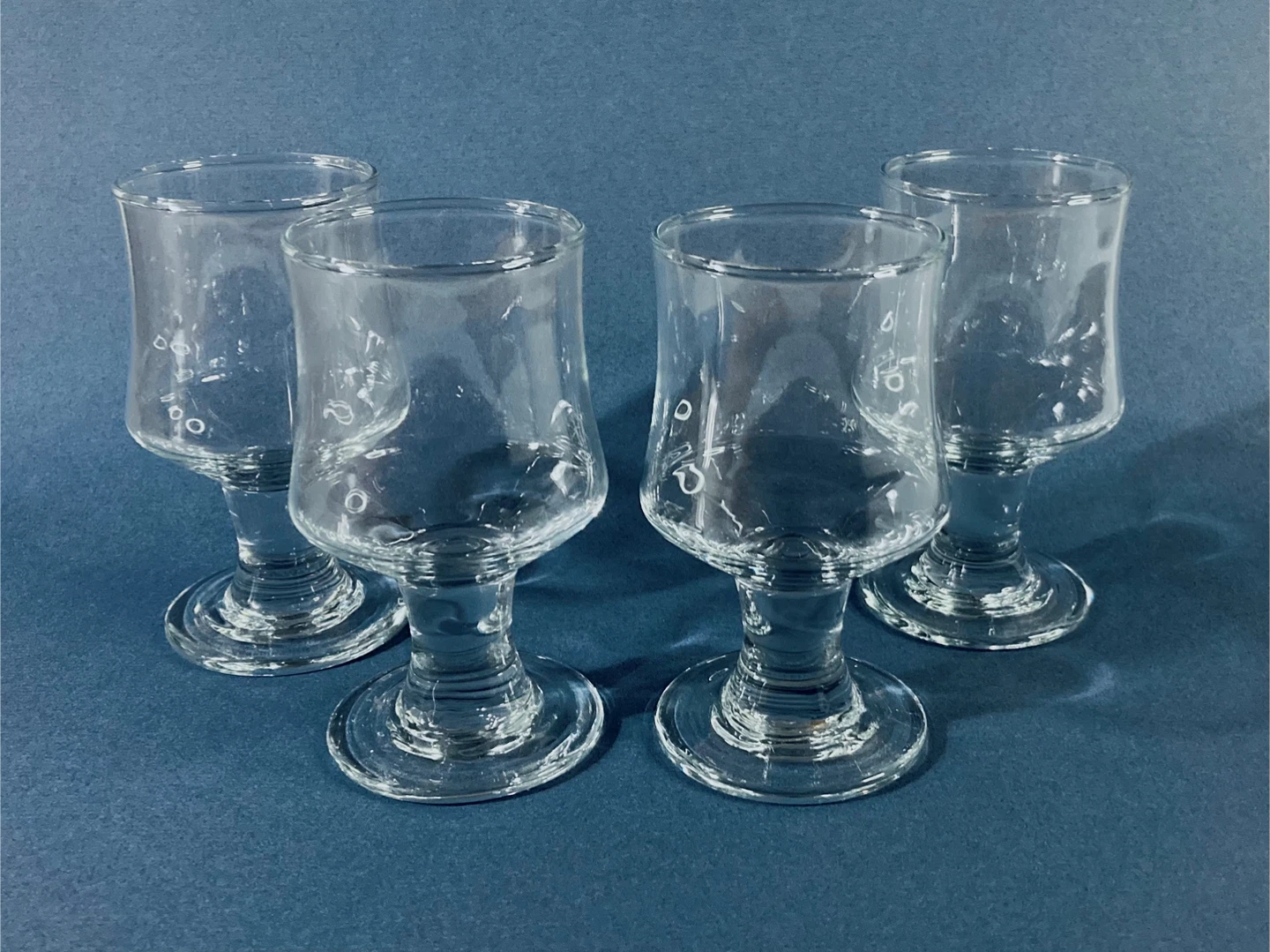 Set of 4 Vintage Danish Hand Blown 5 oz Liqueur Glasses