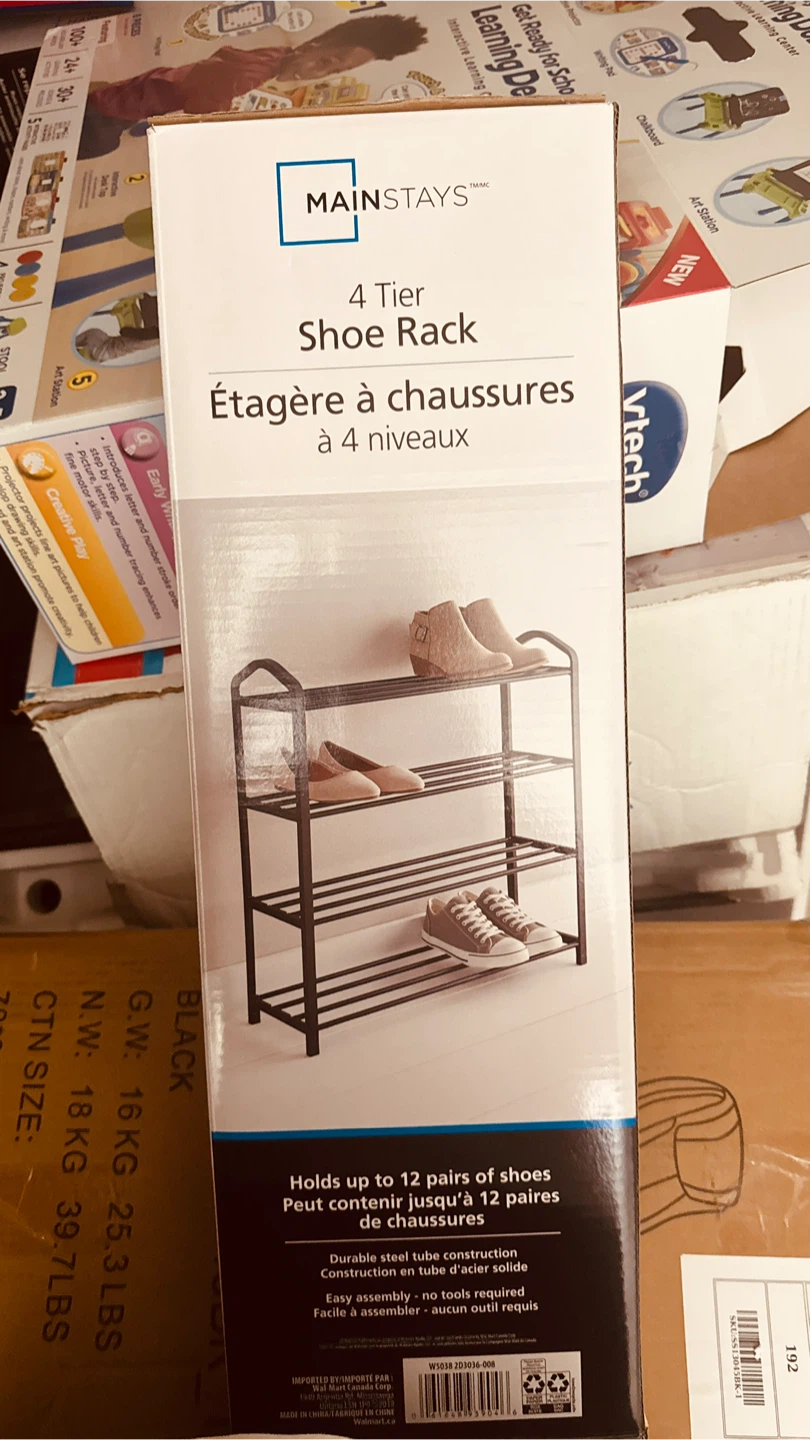 Mainstays 4 Tier Shoe Rack Holds 12 Pairs - photo 2