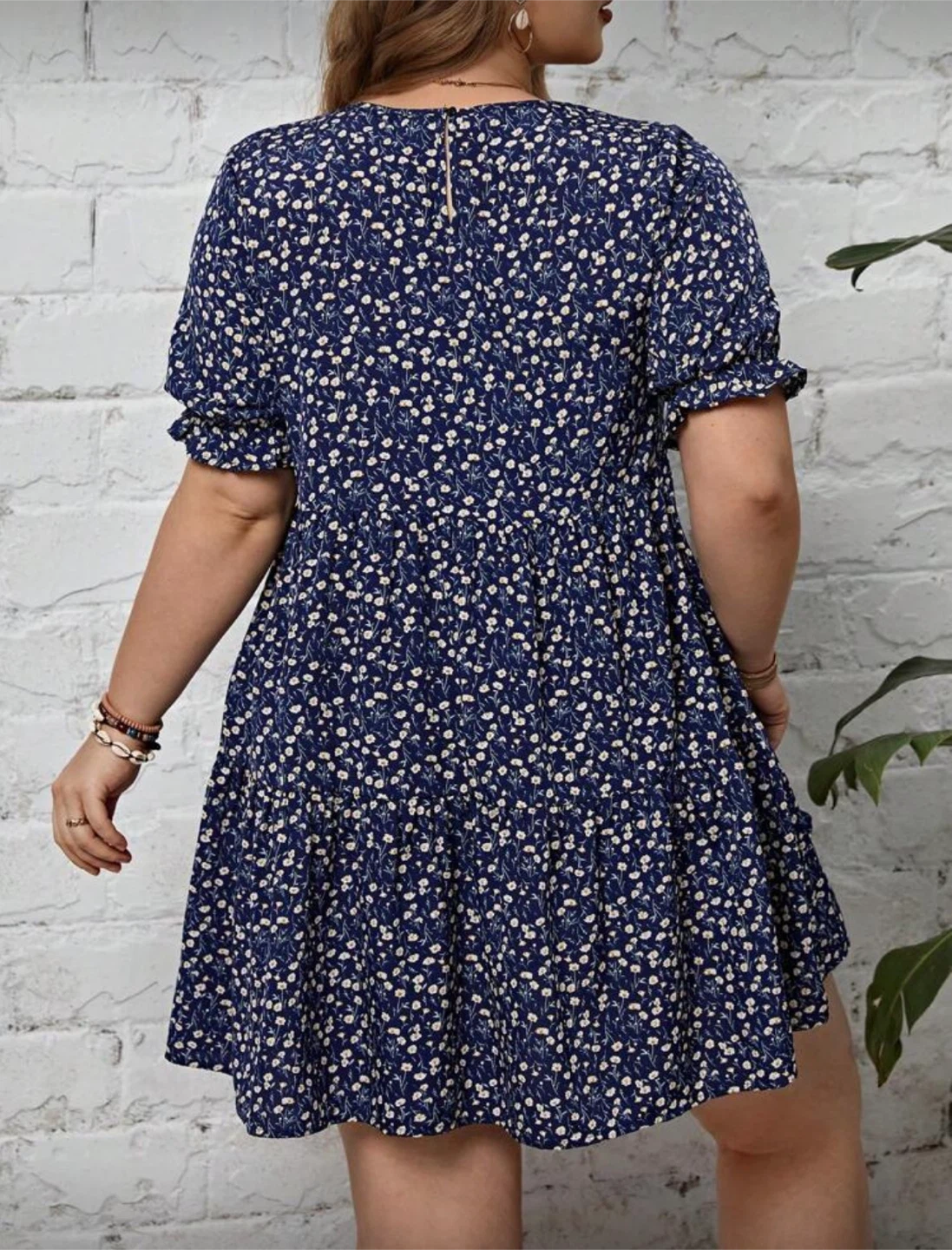 Navy Floral Tiered Dress - photo 2