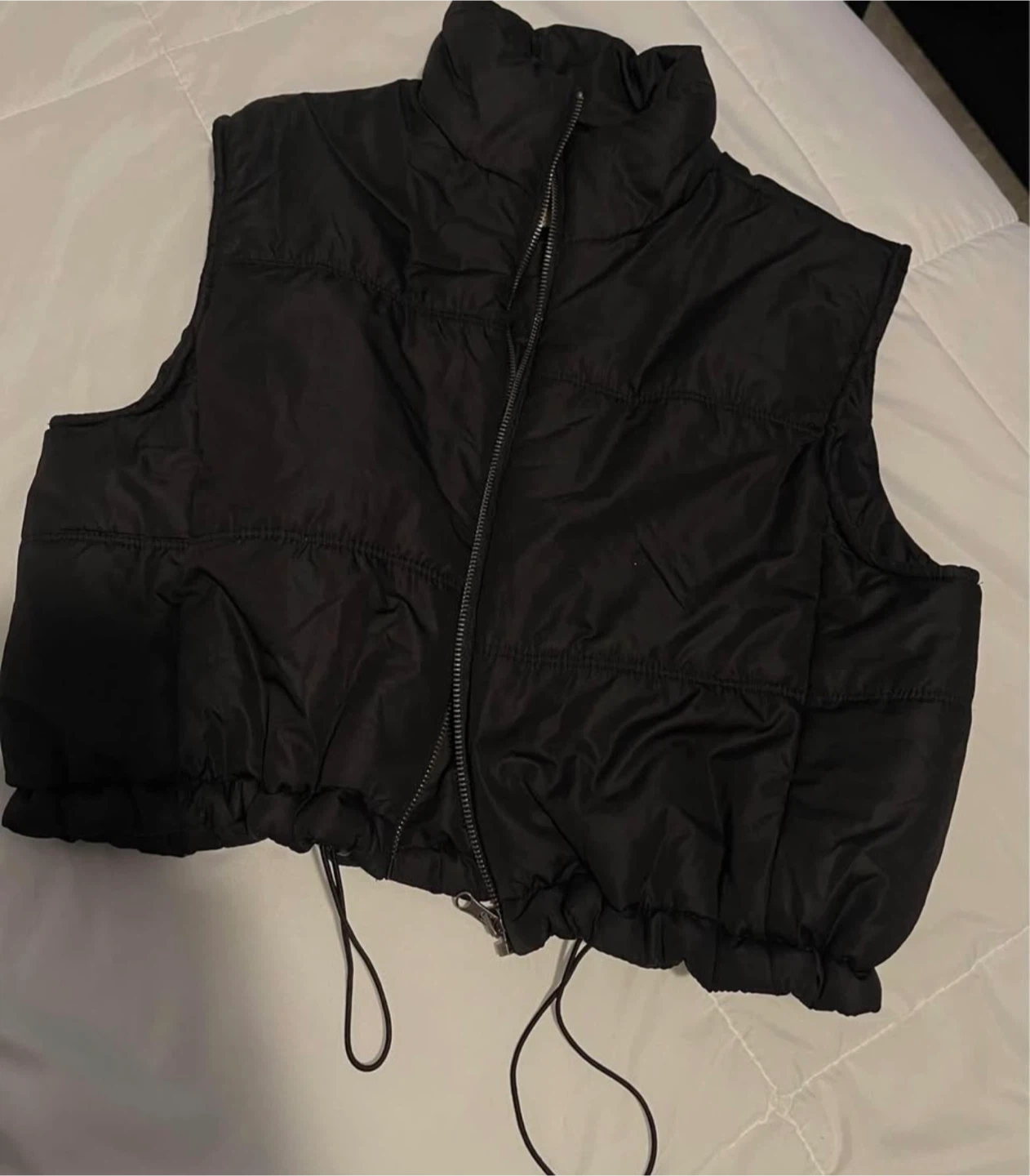 Black Cropped Puffer Vest