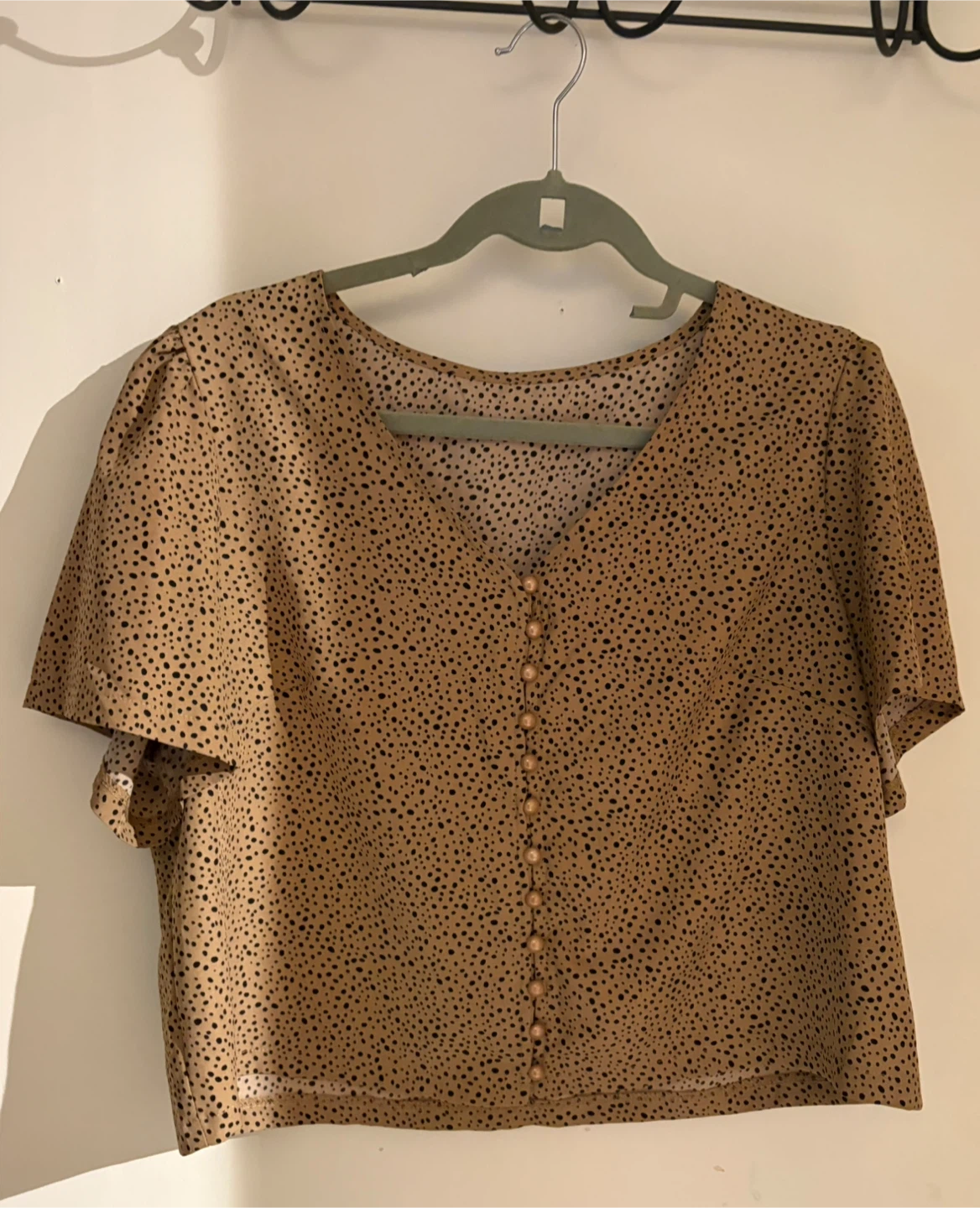 Tan Dalmation Print Button-Up Top - photo 2