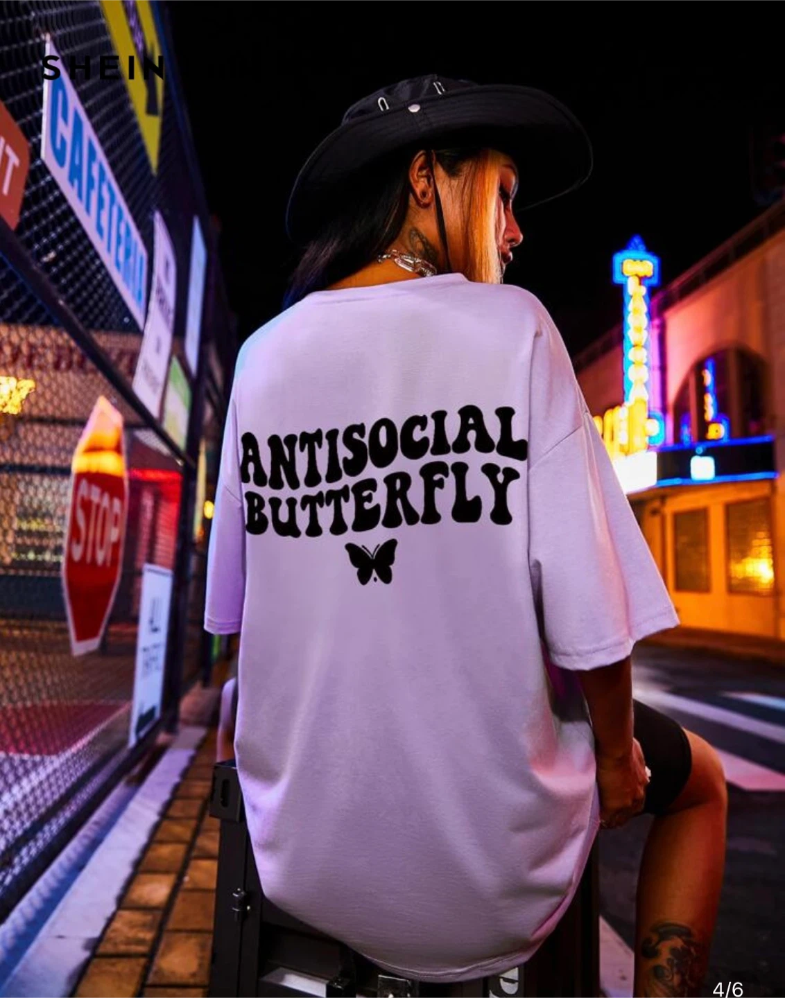 Purple Antisocial Butterfly Oversized T-Shirt