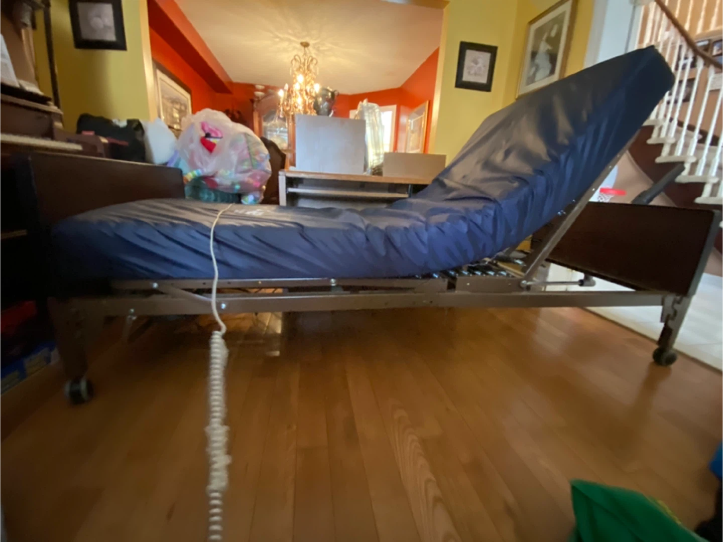 Electric adjustable Bed with Dark Blue Mattress