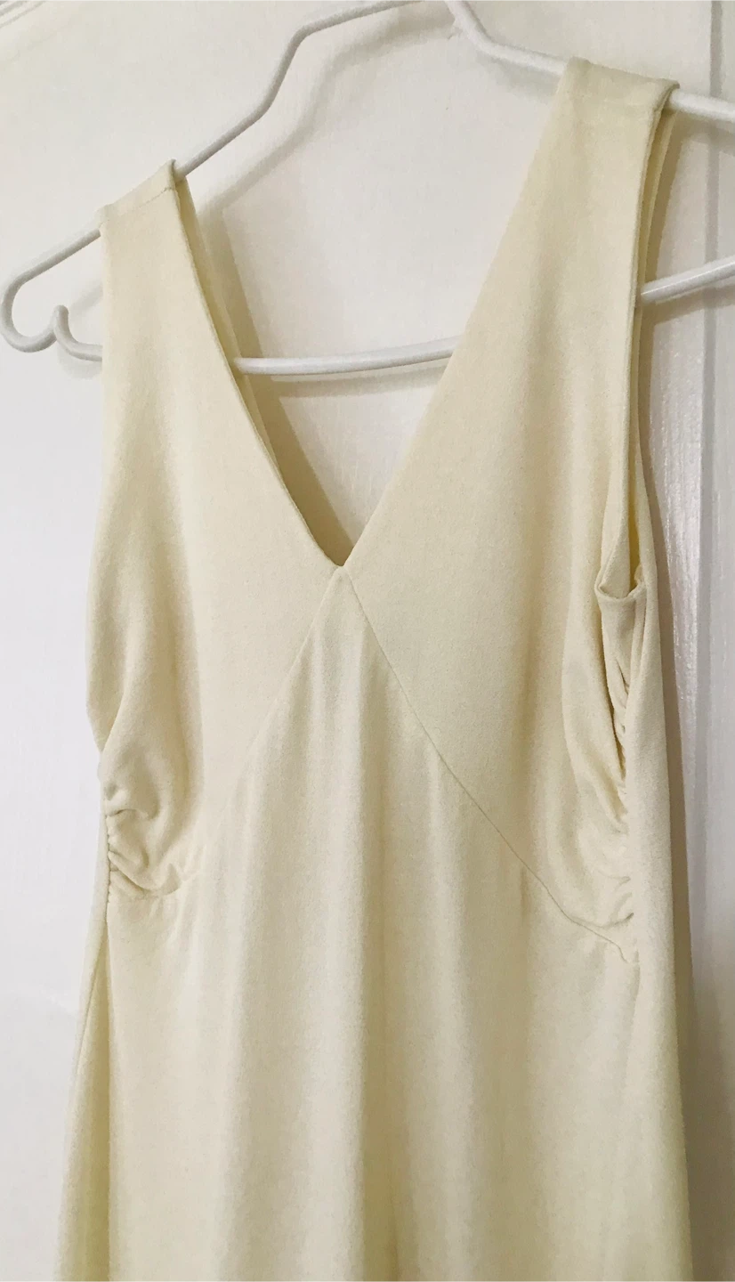 Cream V-Neck Maxi Dress