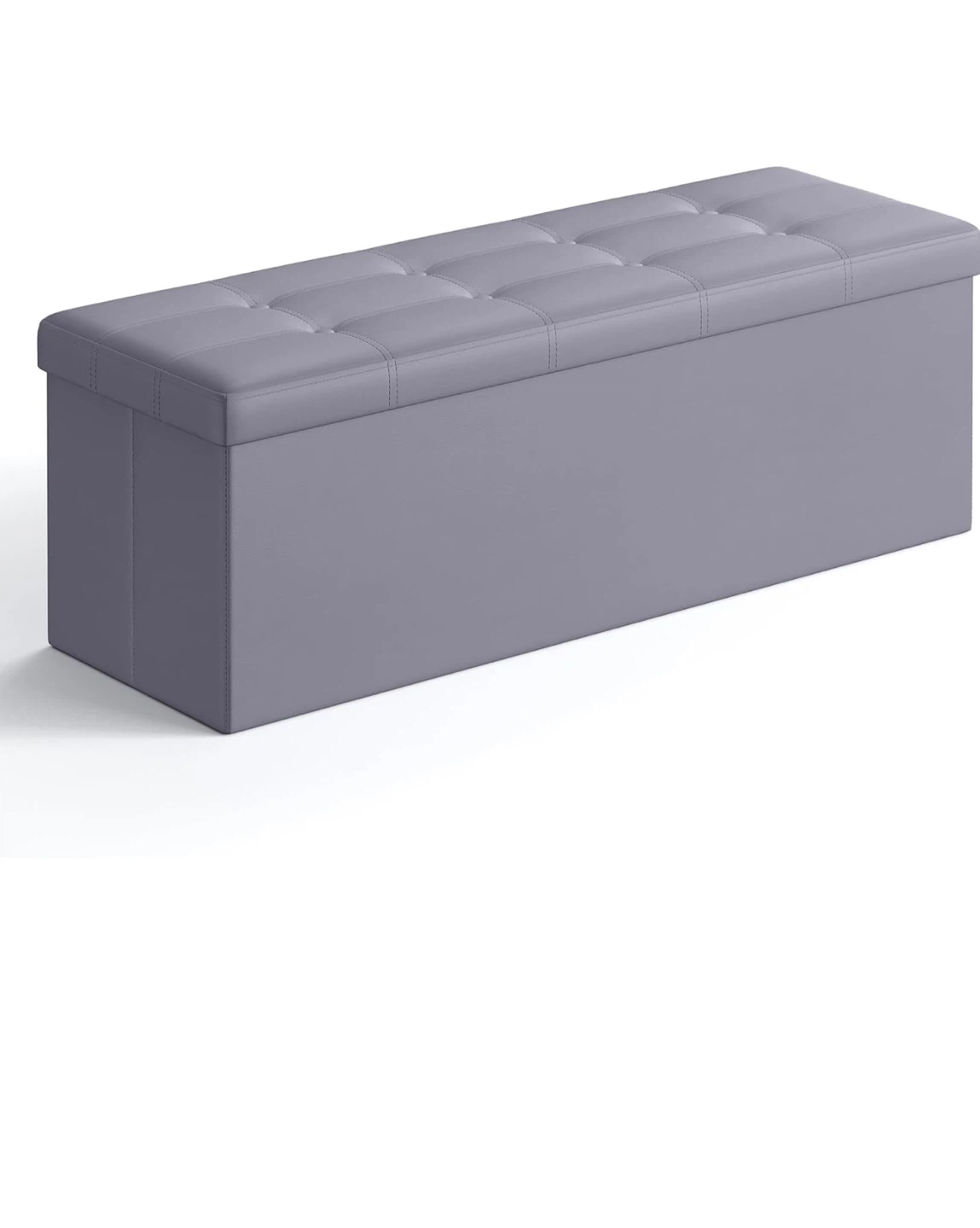 SONGMICS Grey Upholstered Storage Bench Ottoman LSF70V1