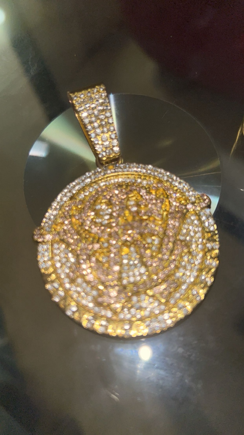 Gold and Diamond Medusa Pendant