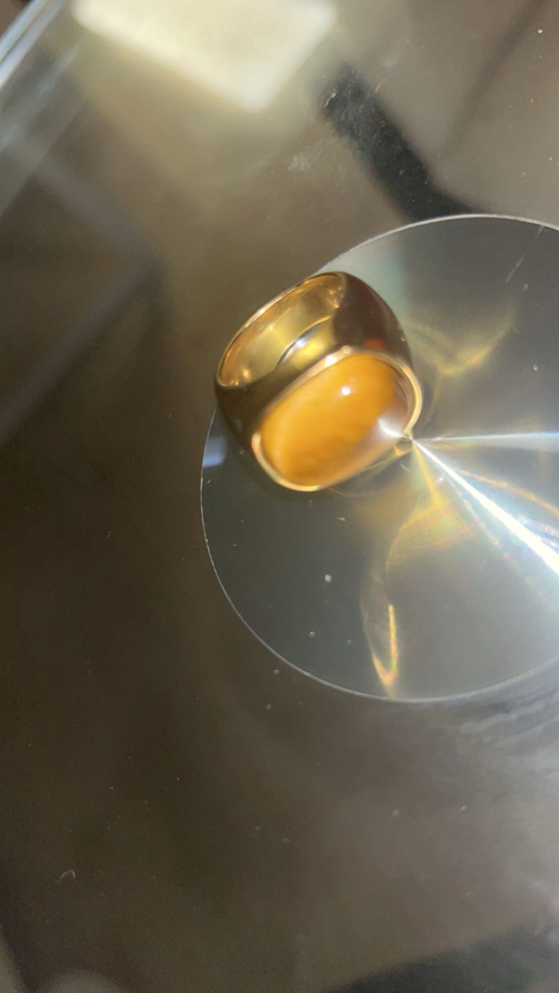 Gold Tone Ring with Amber-Coloured Stone