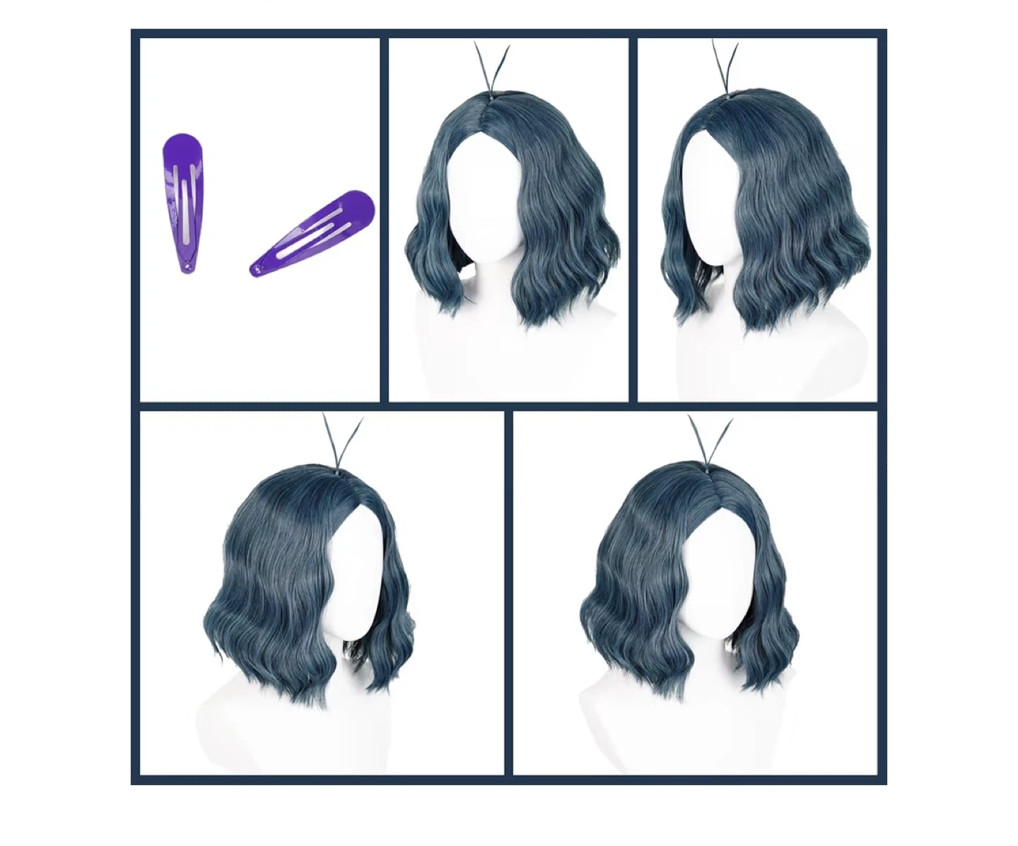 Blue Wavy Synthetic Wig with Hair Clips and Cap - photo 5