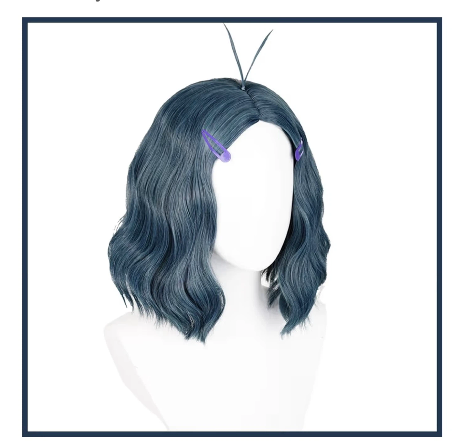 Blue Wavy Synthetic Wig with Hair Clips and Cap