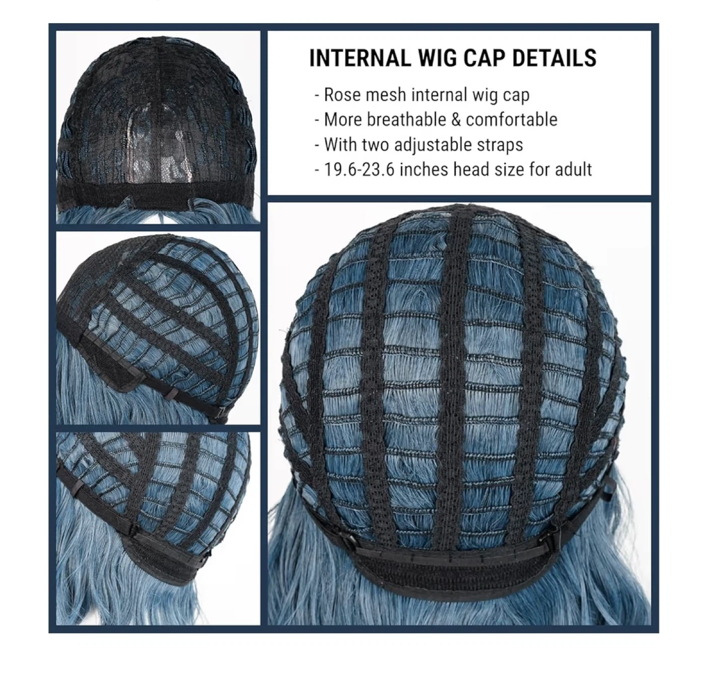Blue Wavy Synthetic Wig with Hair Clips and Cap - photo 4