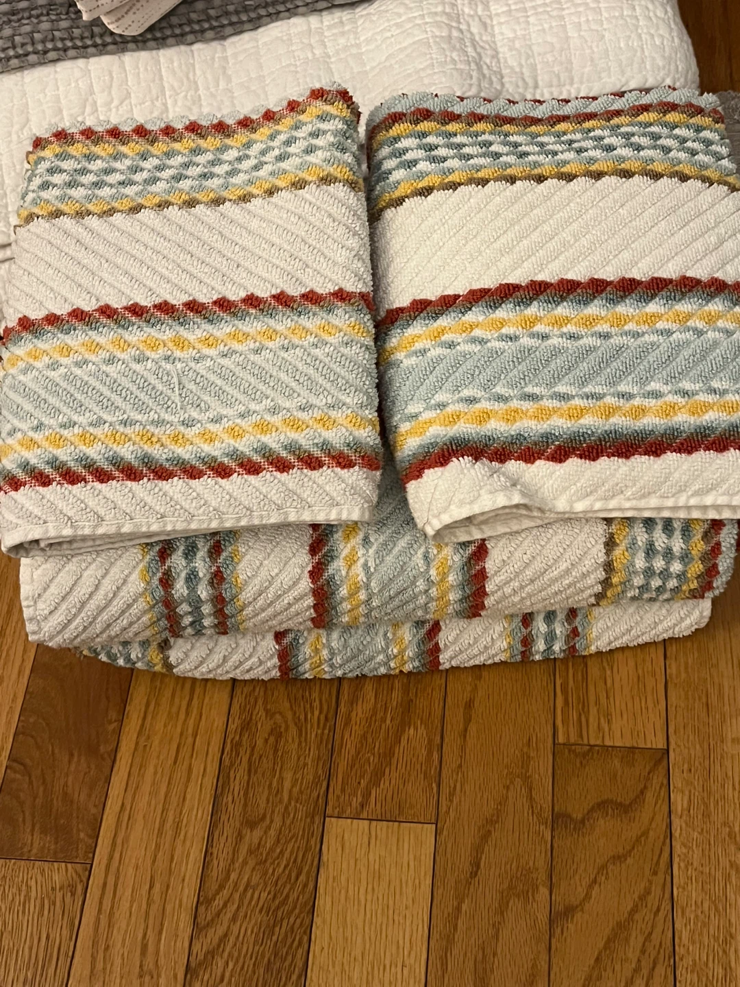 Set of 2 Striped Bath Towels, 2 hand towels