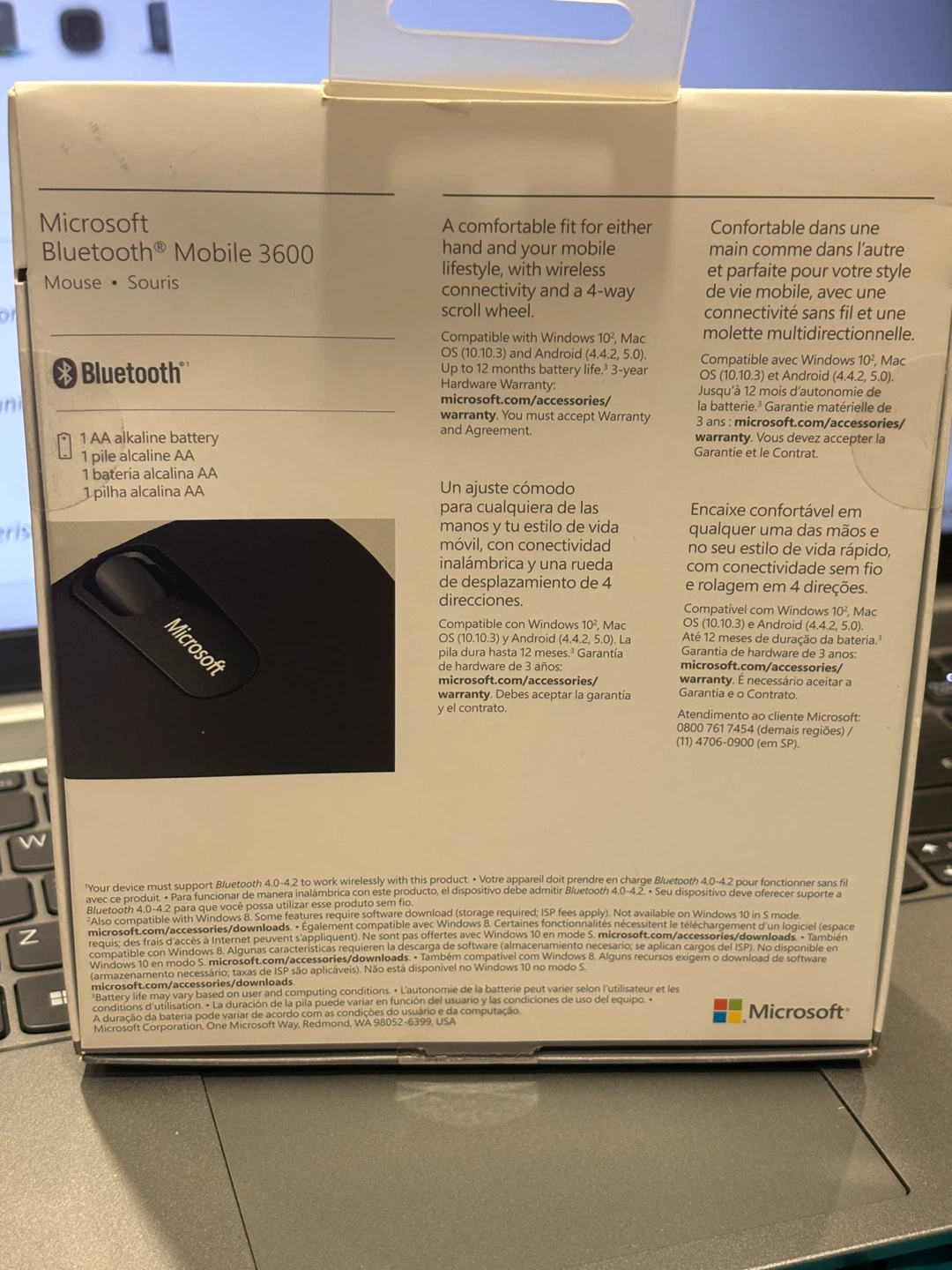 Microsoft Bluetooth Mobile 3600 Wireless Mouse - Blue - photo 3