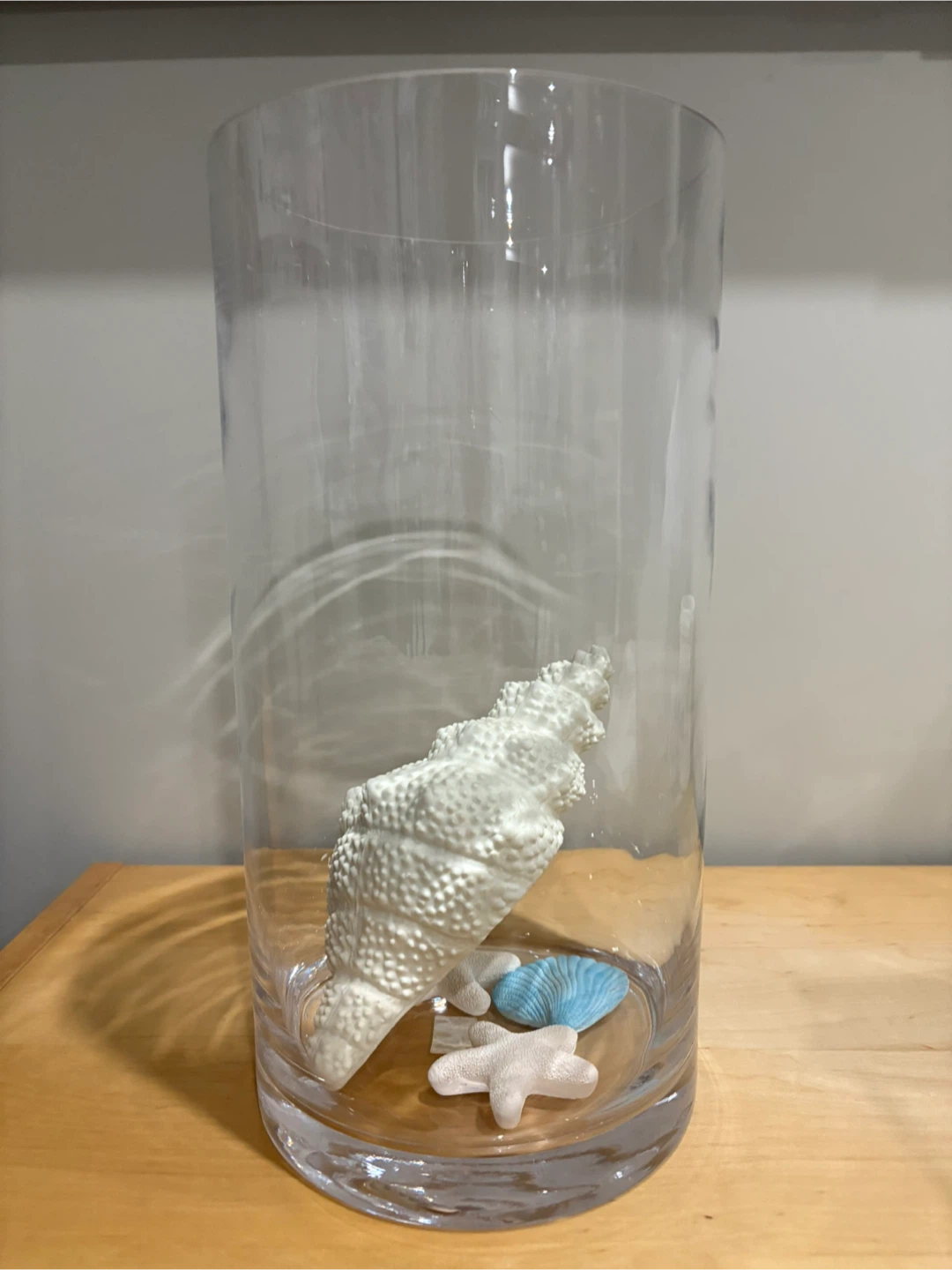 Clear Glass Cylinder Vase with Nautical Decor