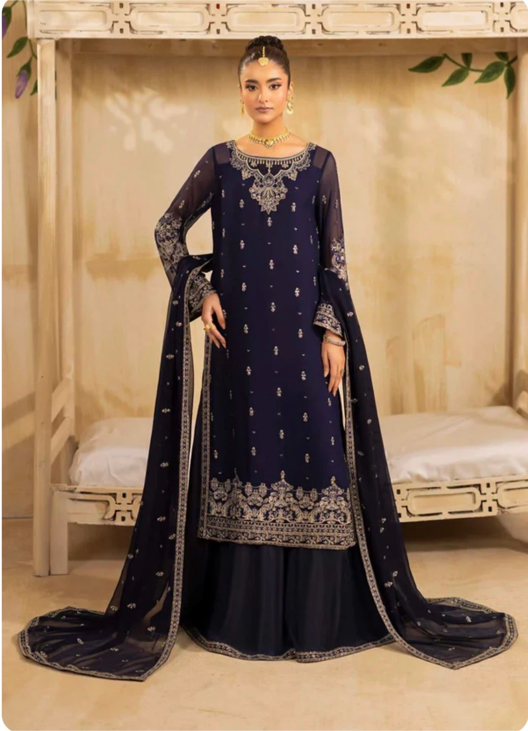 Navy Three Piece Sharara