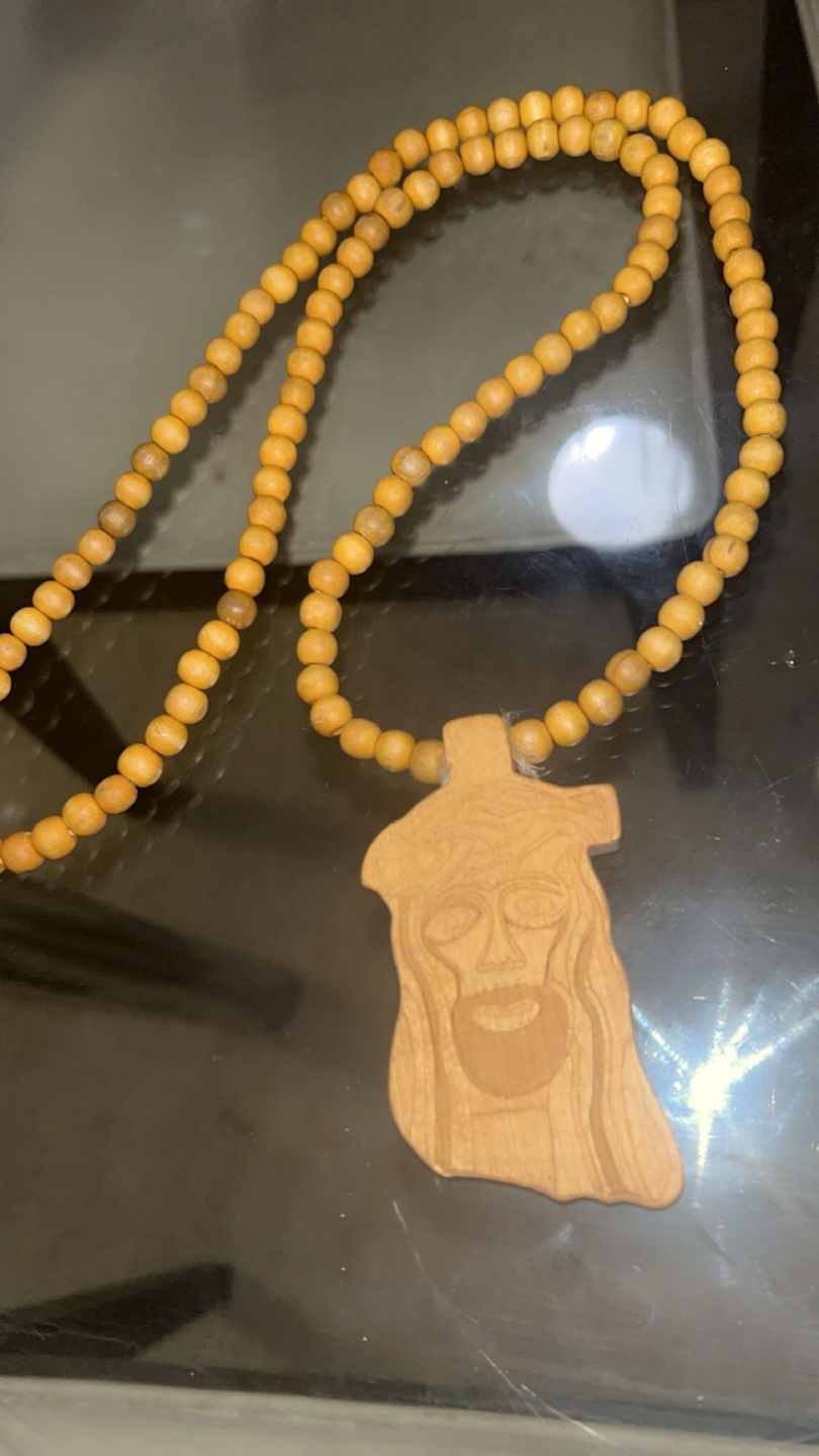 Wooden Jesus Face Pendant Necklace - photo 2
