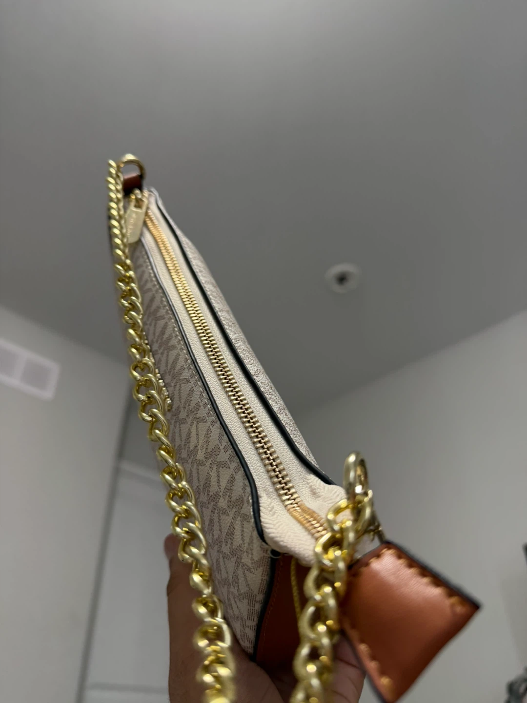 Michael Kors White MK Logo Chain Shoulder Bag - photo 3