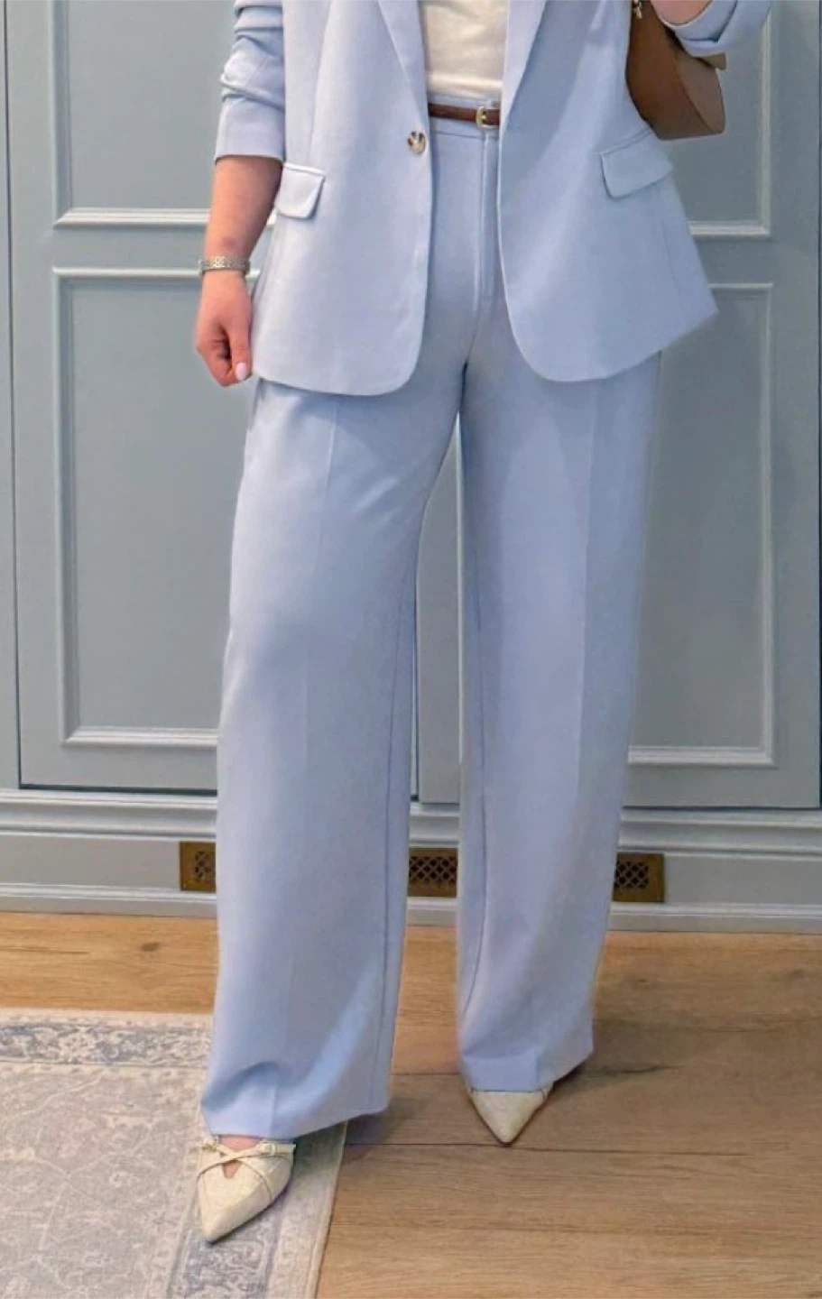 Light Blue Wide Leg Dress Pants