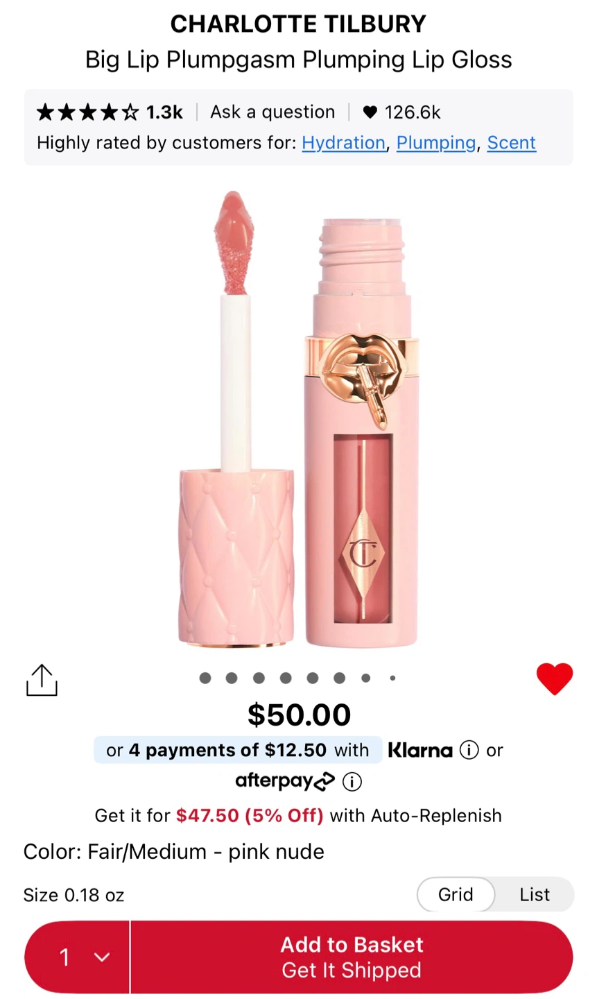 🆕 Charlotte Tilbury Lip Gloss in Pillow Talk Fair-Medium - photo 5