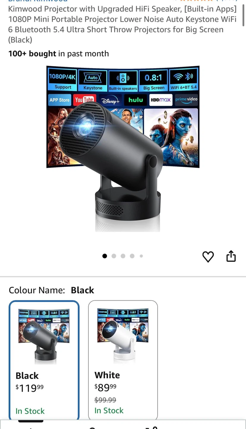 Kimwood Portable Projector - Black