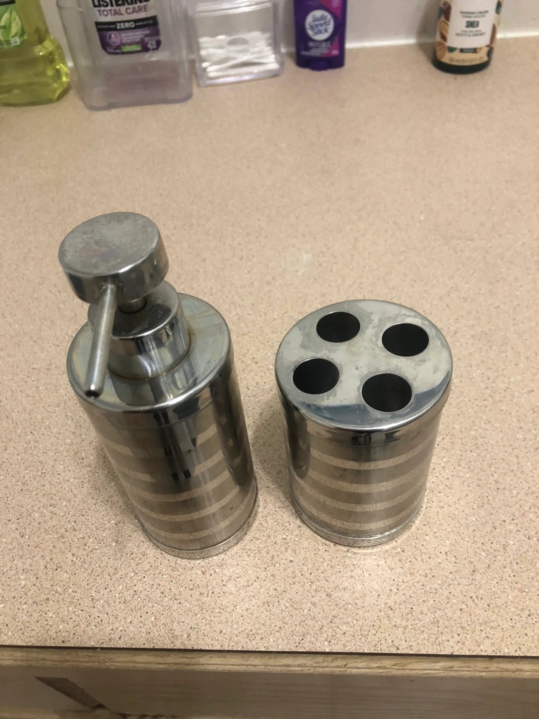 Bathroom Dispenser and Toothbrush Holder Set