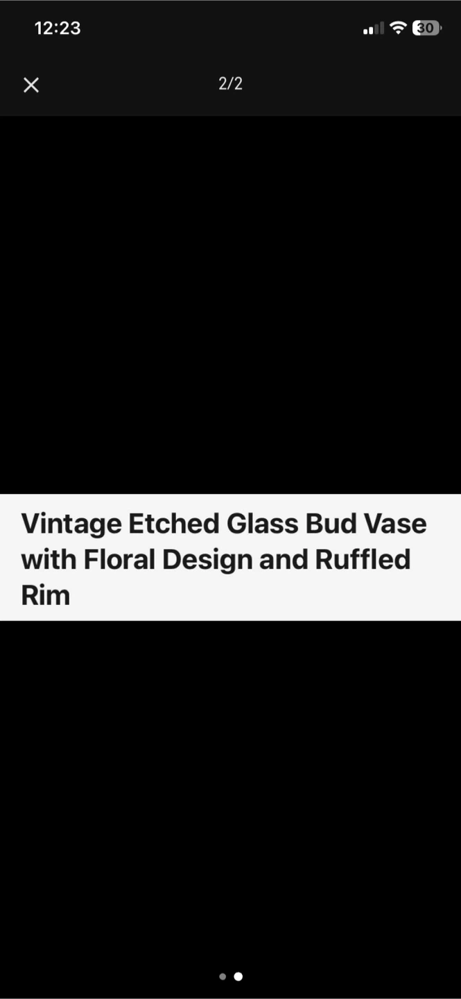 Vintage Etched Glass Bud Vase with Floral Design - photo 2