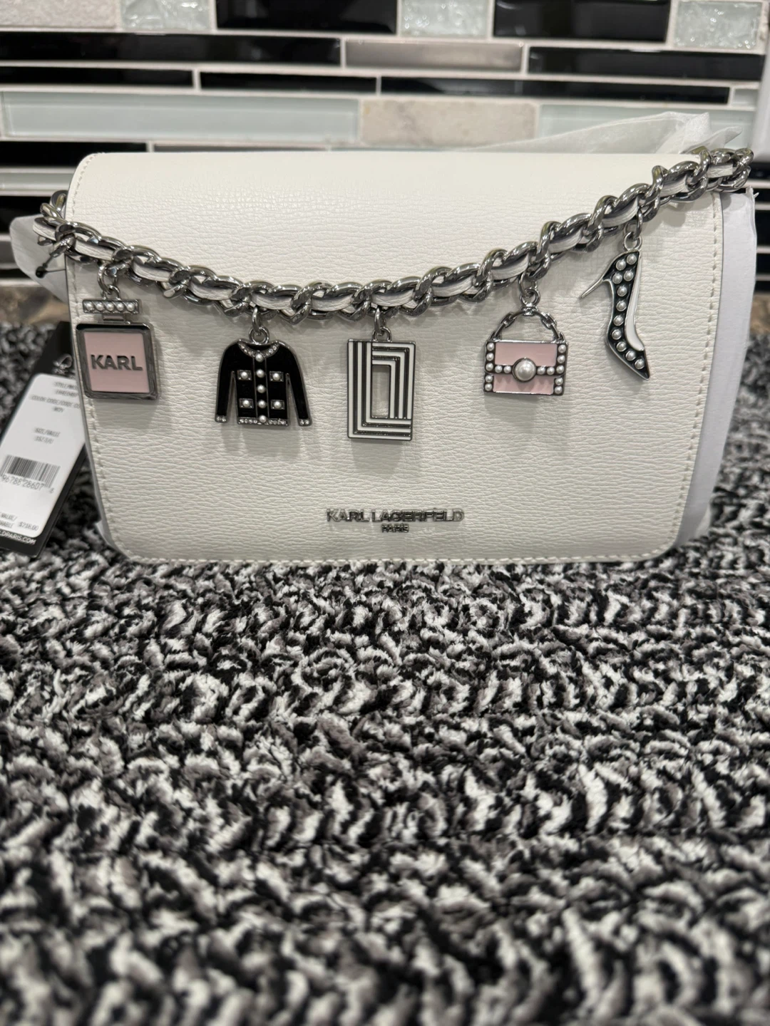 Karl Lagerfeld White Crossbody Bag with Charms