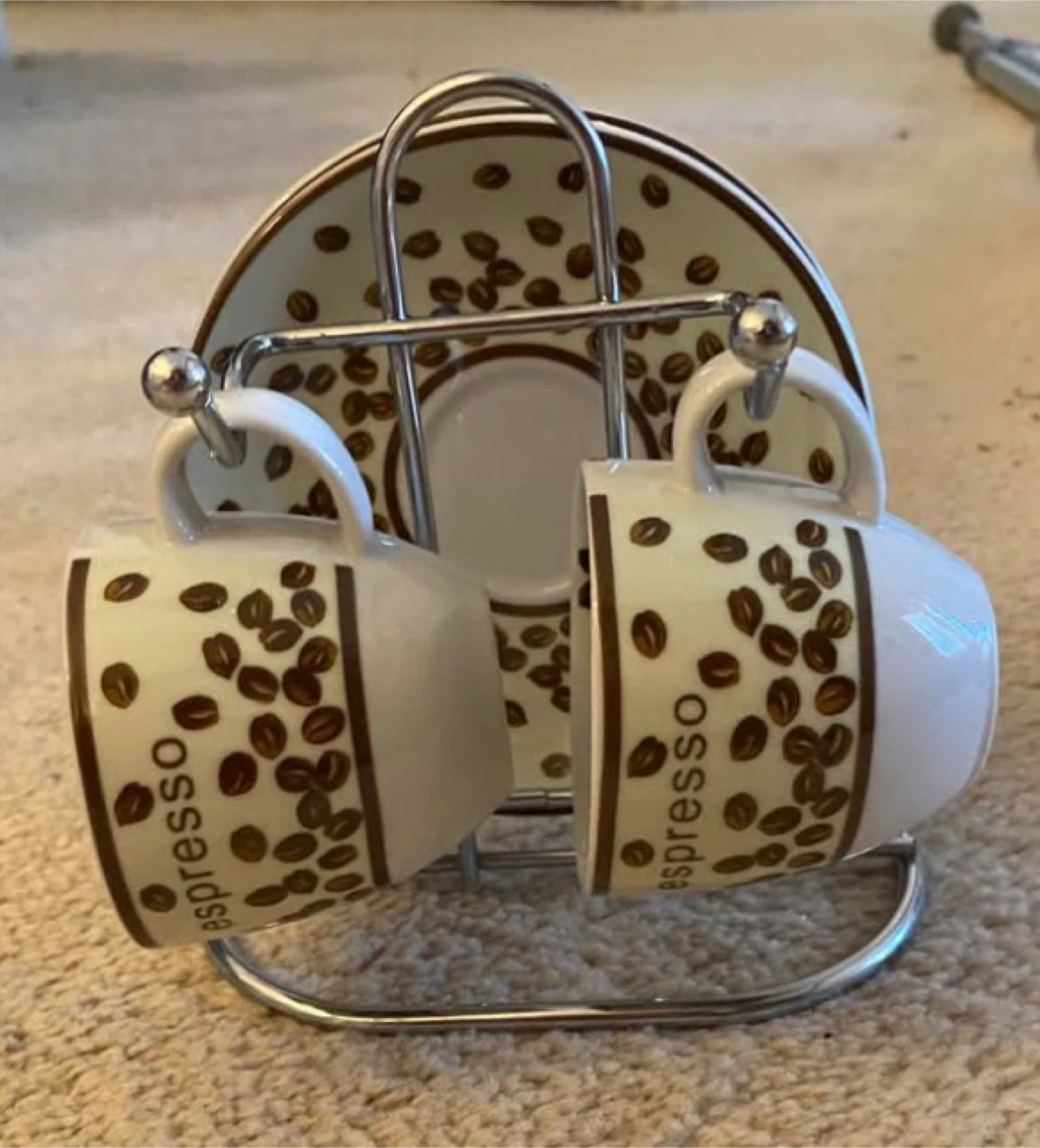Espresso Cup and Saucer Set with Stand