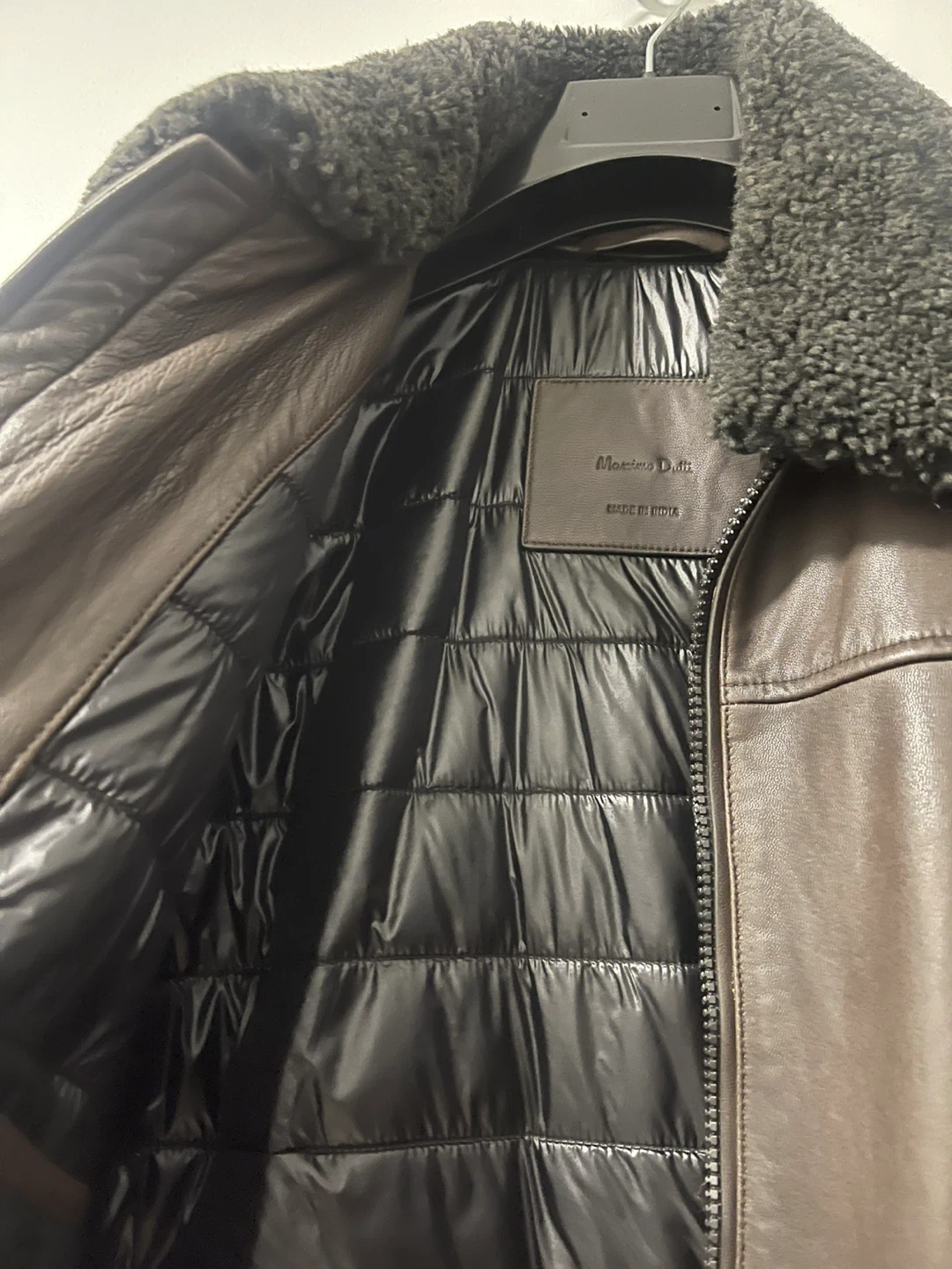 Massimo Dutti Brown Leather Bomber Jacket - photo 2