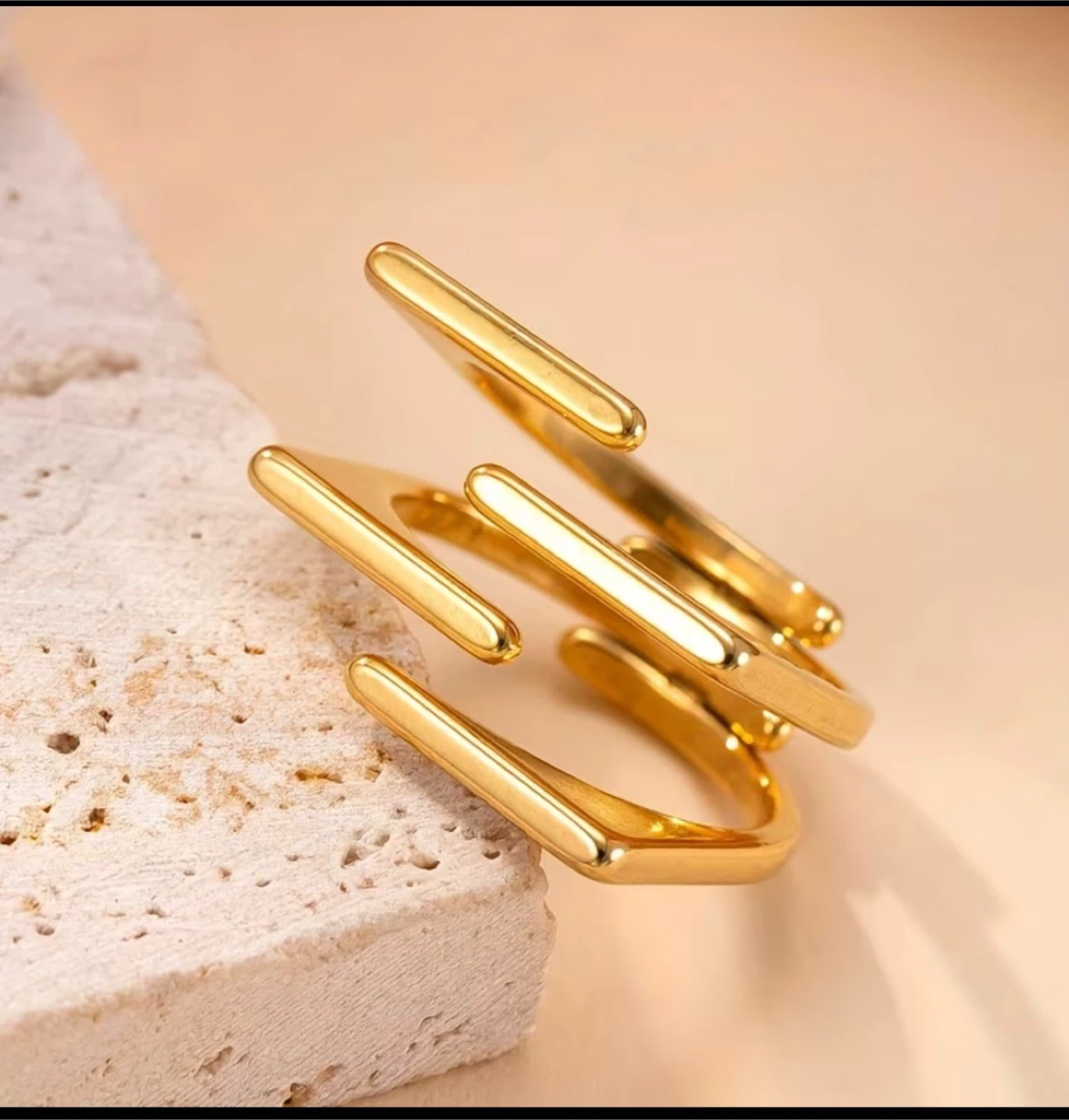 18k gold plated stainless steel ring - photo 4