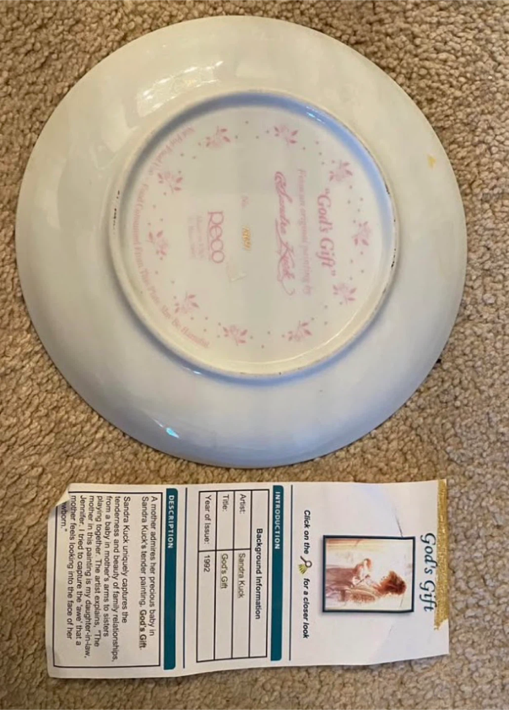 Sandra Kuck God's Gift Decorative Plate 1992 - photo 2