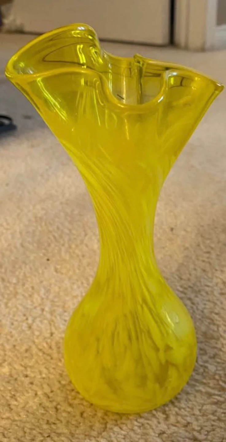 Yellow Swirl Glass Vase
