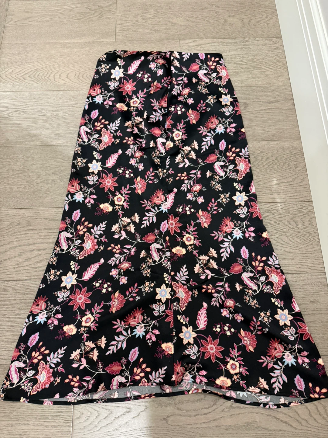 Black Floral Print Skirt