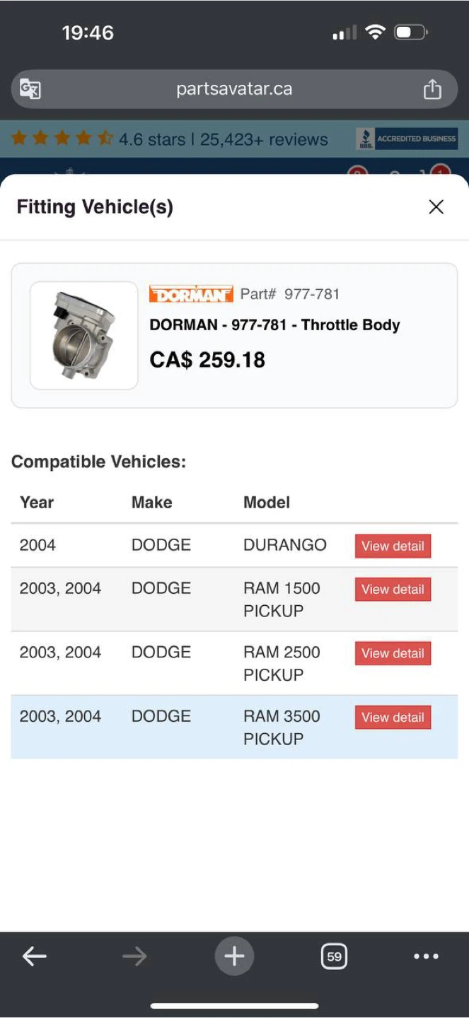 Dorman 977-781 Electronic Throttle Body for Dodge Ram / Durango - photo 2