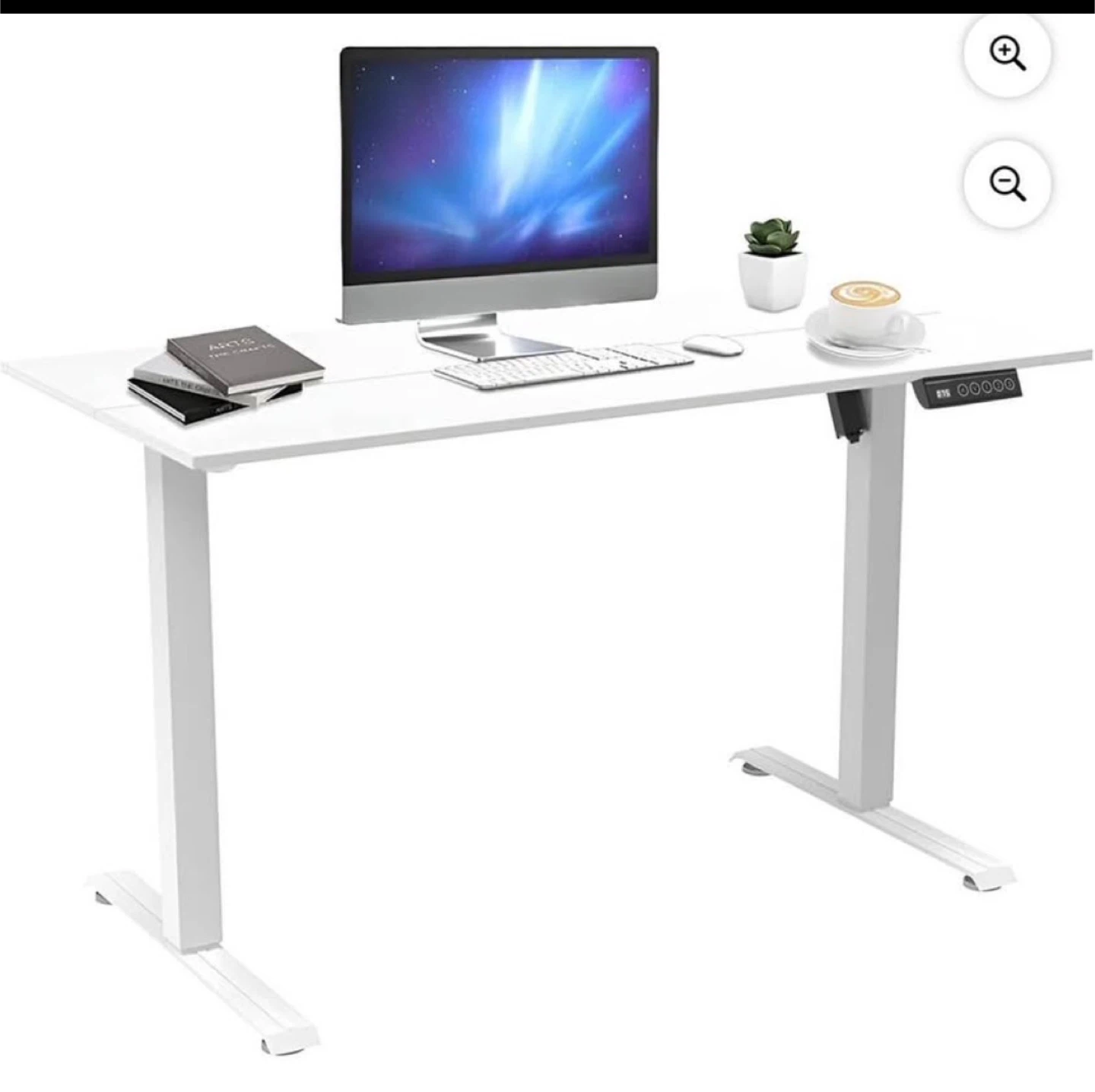 White Standing Desk with Electric Height Adjustment
