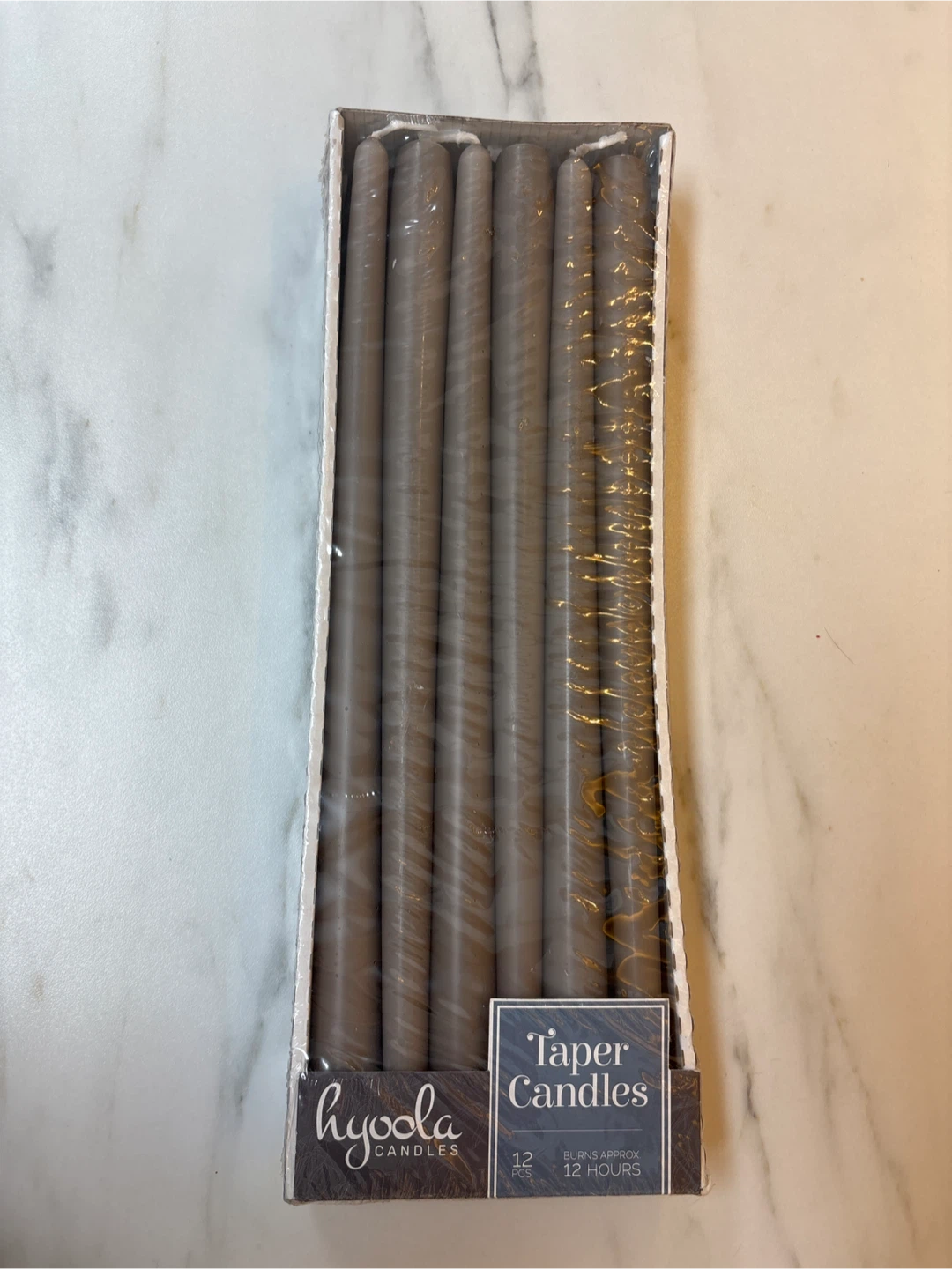 Hyoola Taper Candles - Gray/taupe 12 Count)