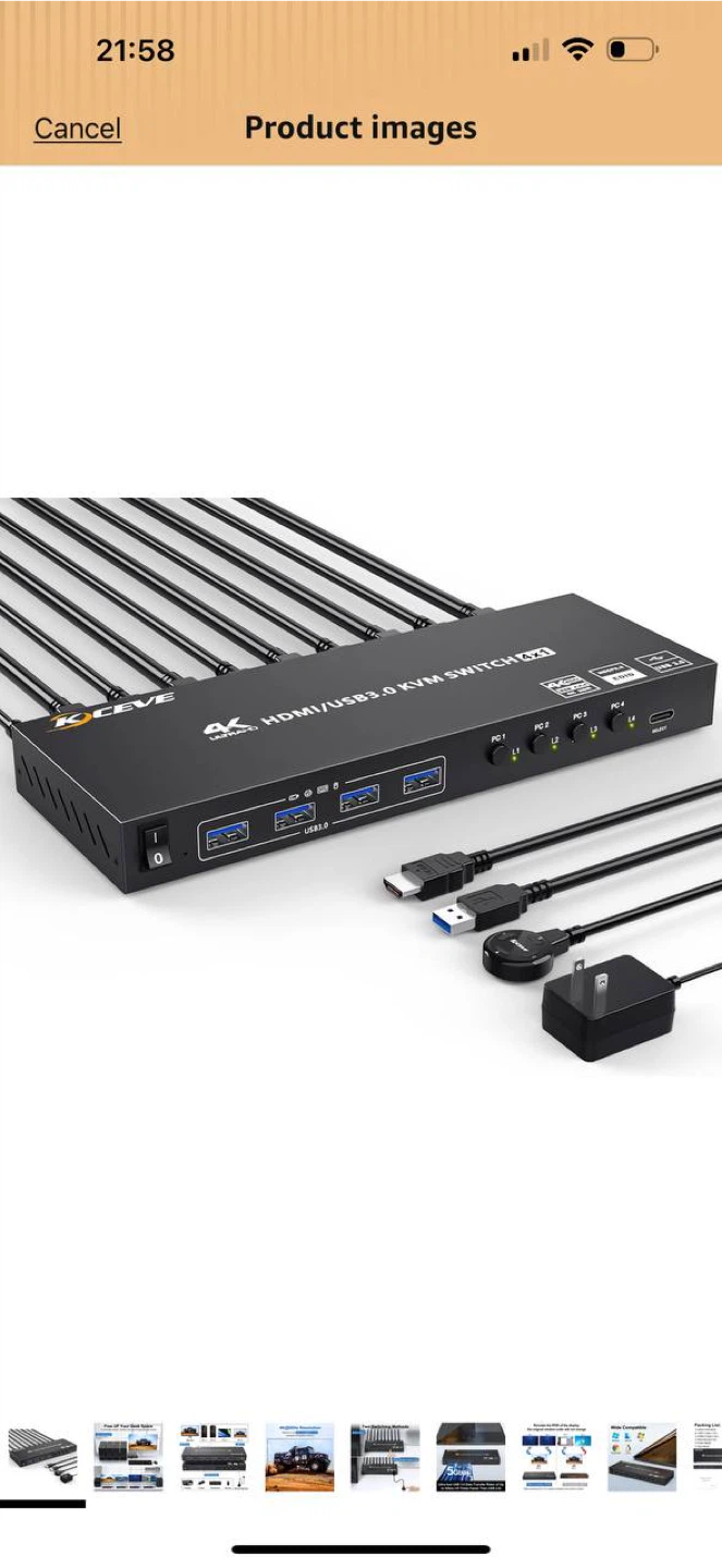 Camgeet HDMI KVM Switch 4 Port – 4 Computers → 1 Monitor – NEW - photo 2