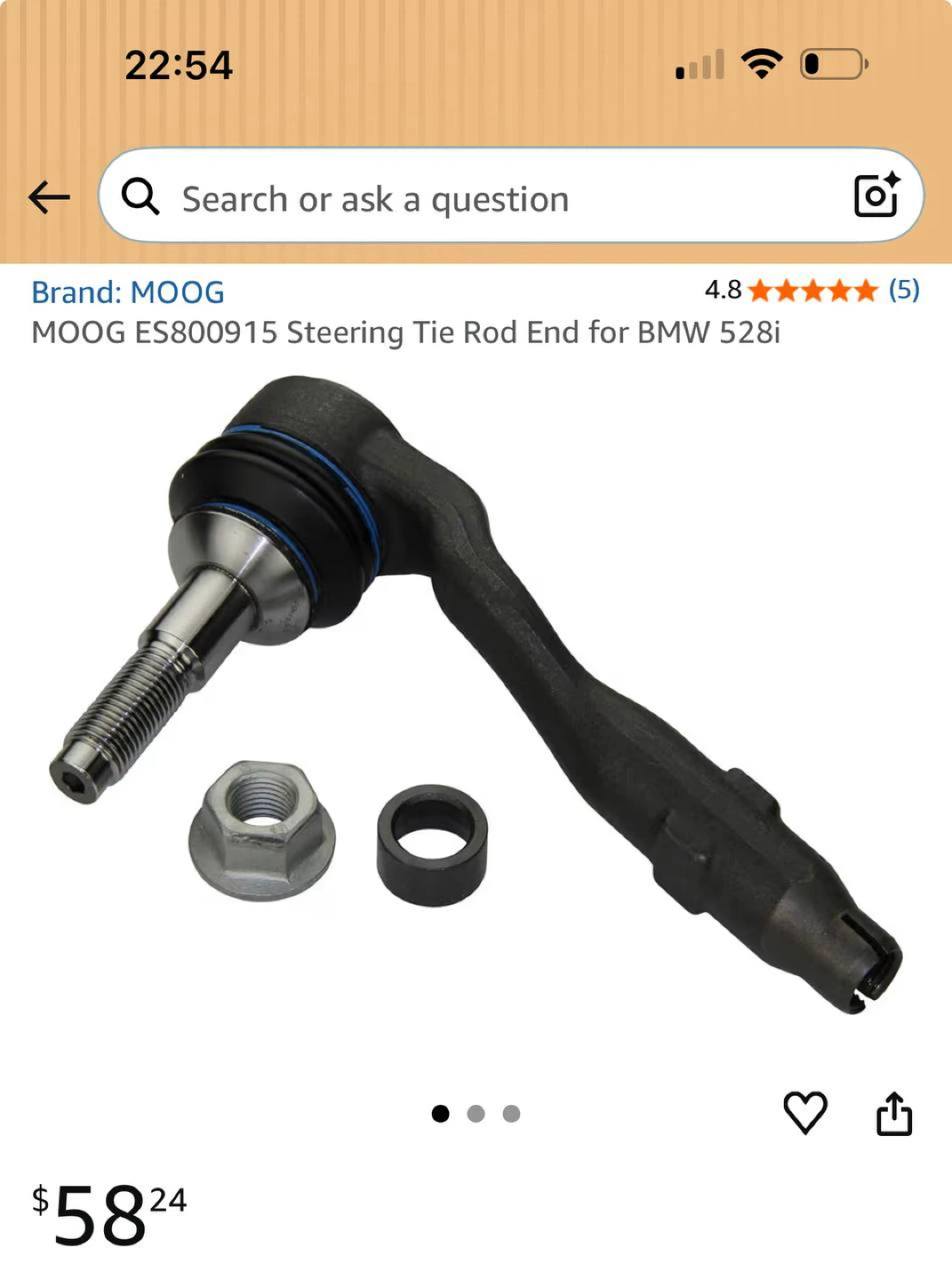 MOOG Steering Tie Rod End ES800915 for BMW 528i / 535 /