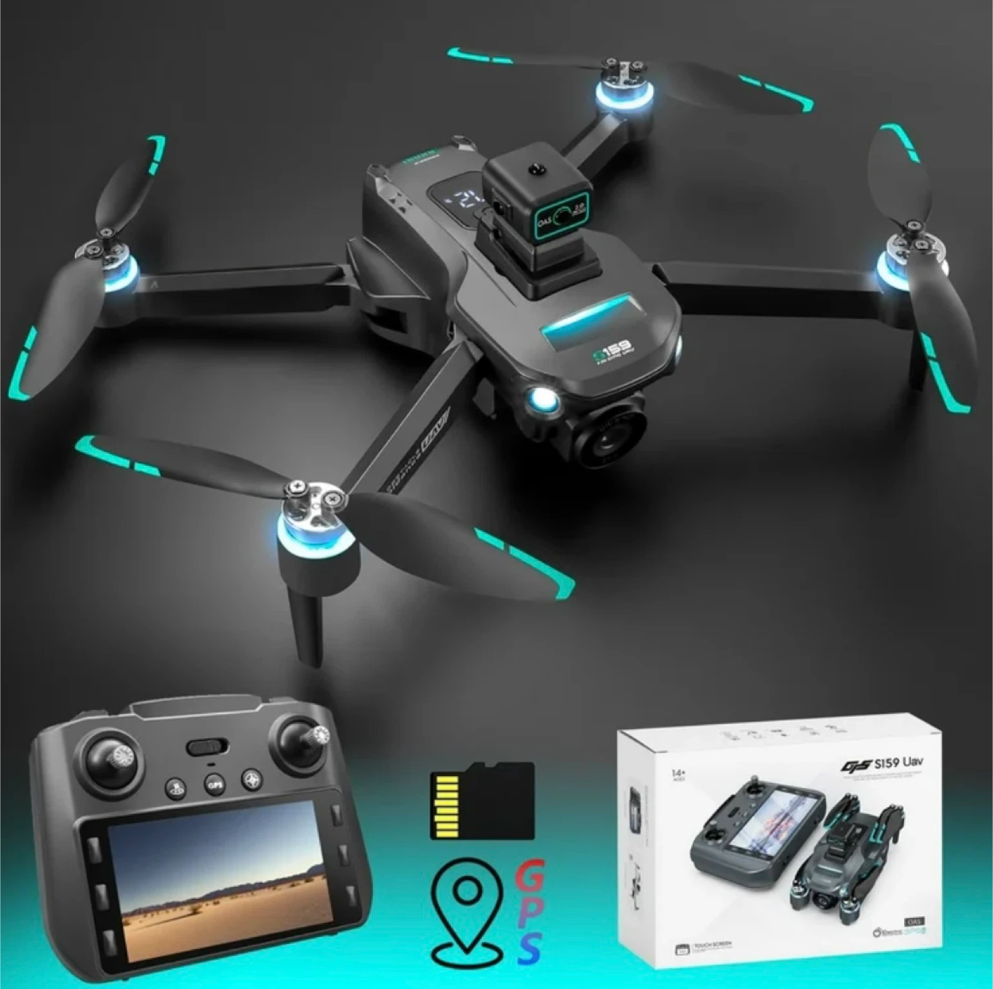 S159 GPS Drone- HD Aerial Quadcopter with Screen Remote