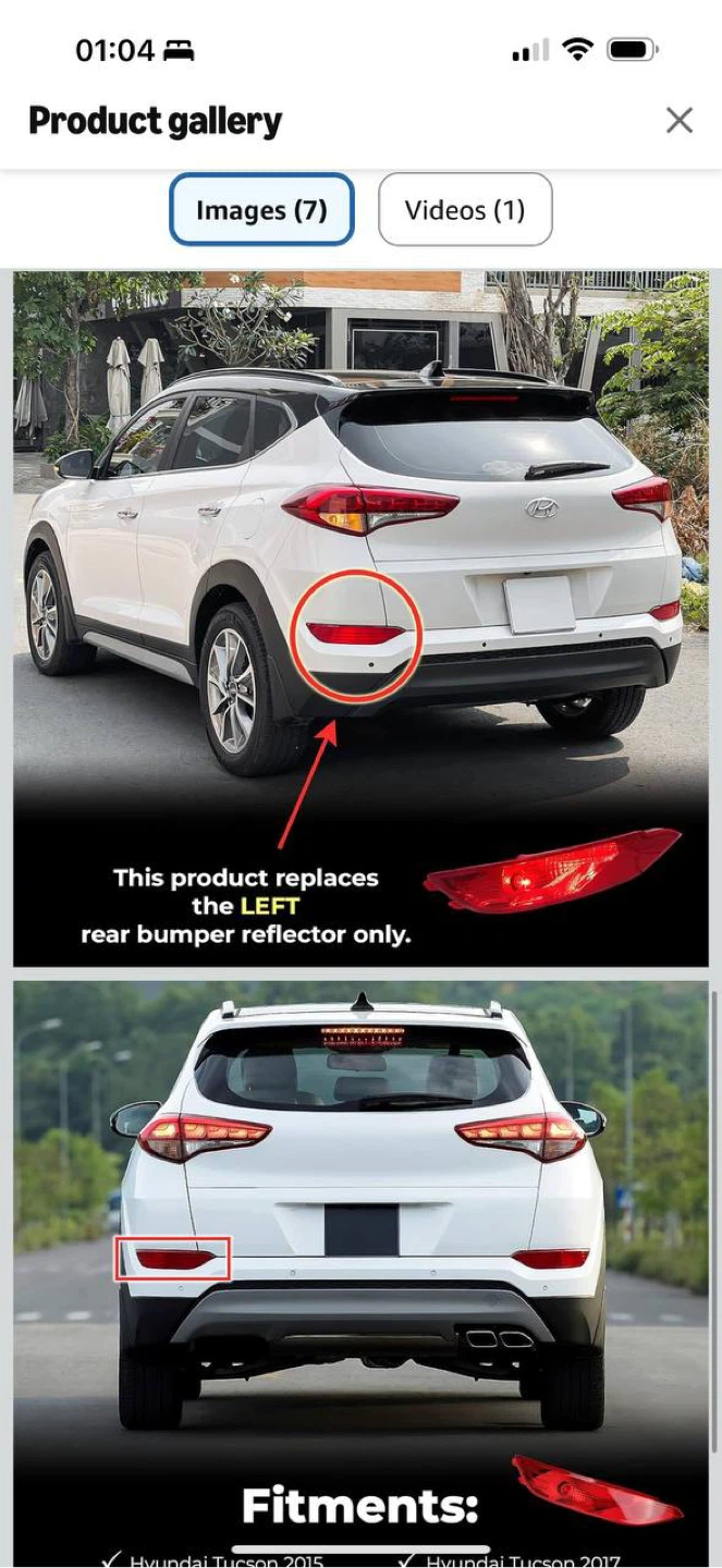 Hyundai Tucson Rear Left Bumper Reflector / Tail Light 2015-2018 - photo 3