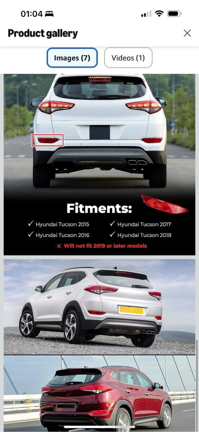 Hyundai Tucson Rear Left Bumper Reflector / Tail Light 2015-2018 - photo 4