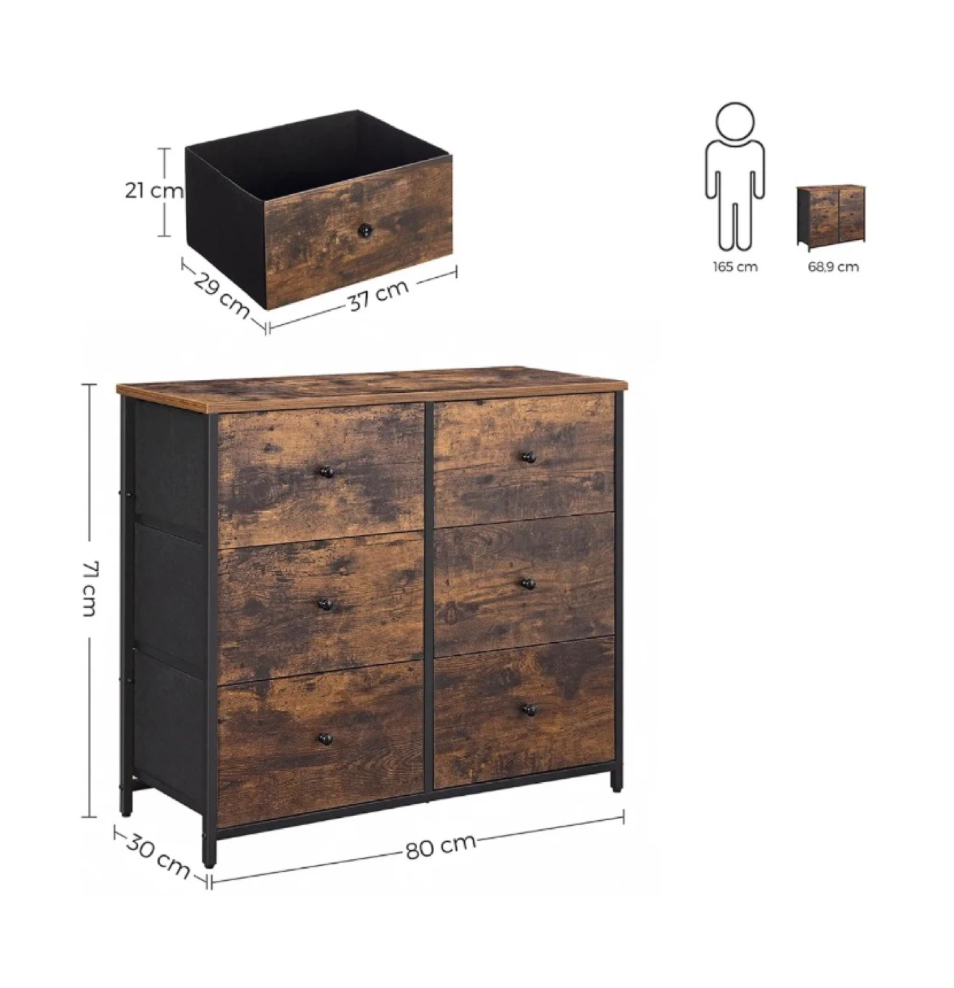 SONGMICS 6 Drawer Dresser - Rustic Brown ( 2 for $100) - photo 3