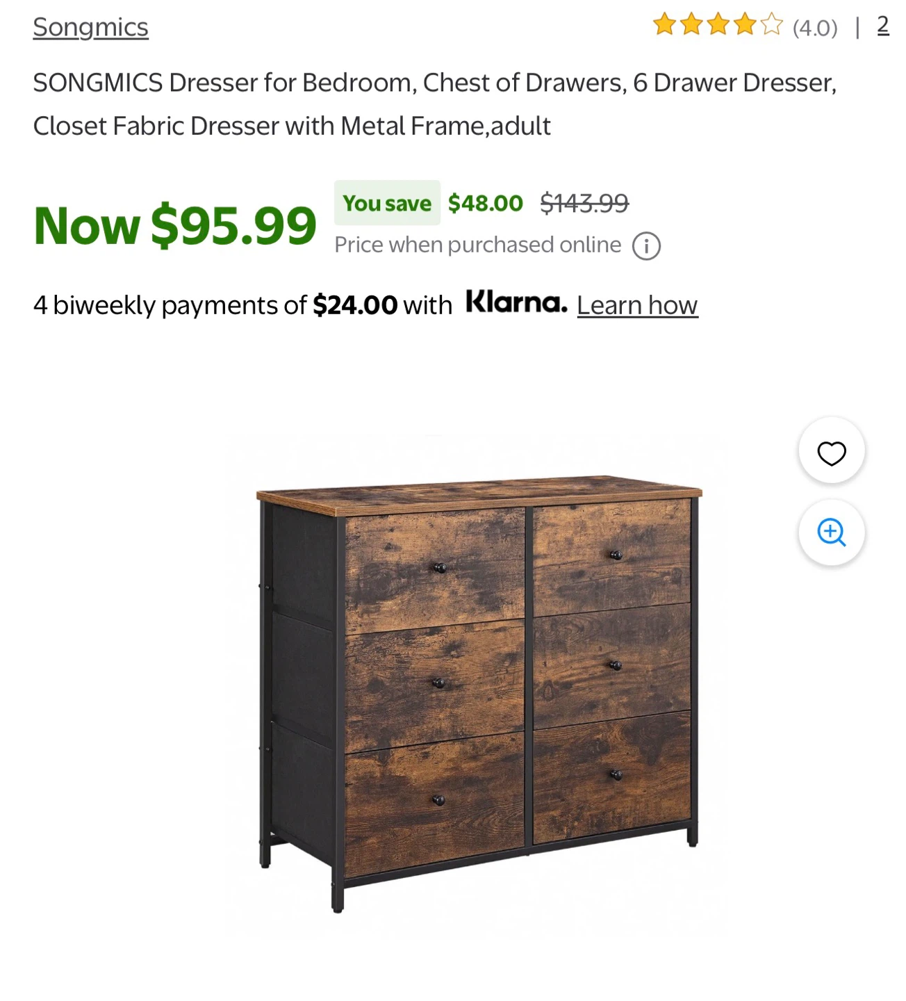 SONGMICS 6 Drawer Dresser - Rustic Brown ( 2 for $100) - photo 5